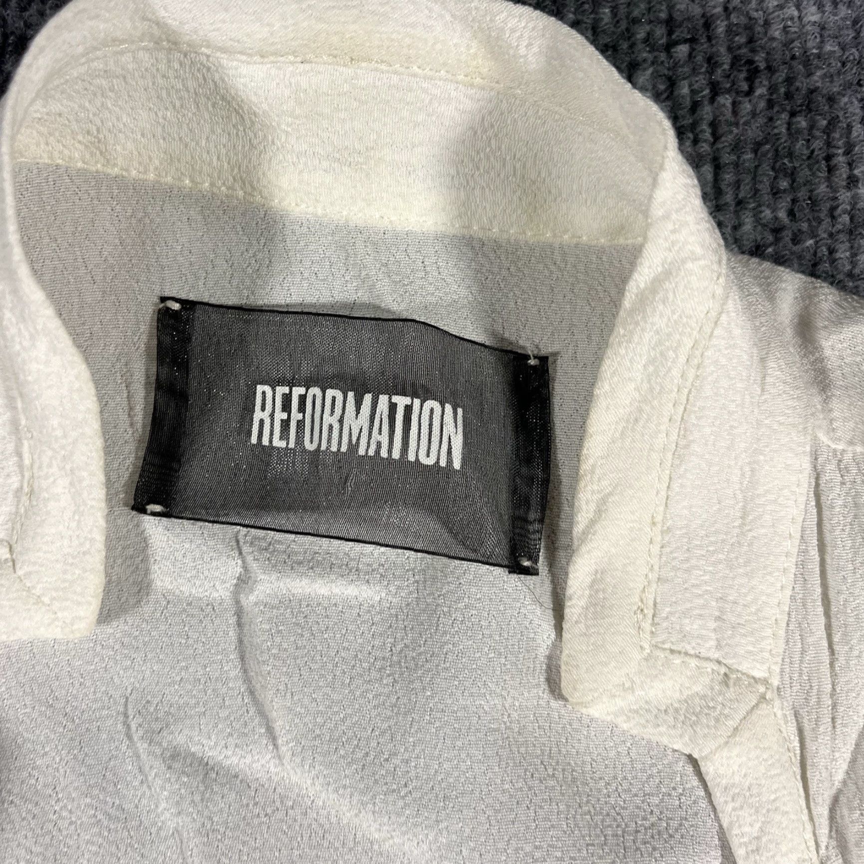 Reformation REFORMATION White Front Tie Waist Top XS Blouse Women Cropped Long Sleeve Viscose Rayon Lenzing Knit Slim Regular Grade N/A Size XS / US 0-2 / IT 36-38 - 2 Thumbnail