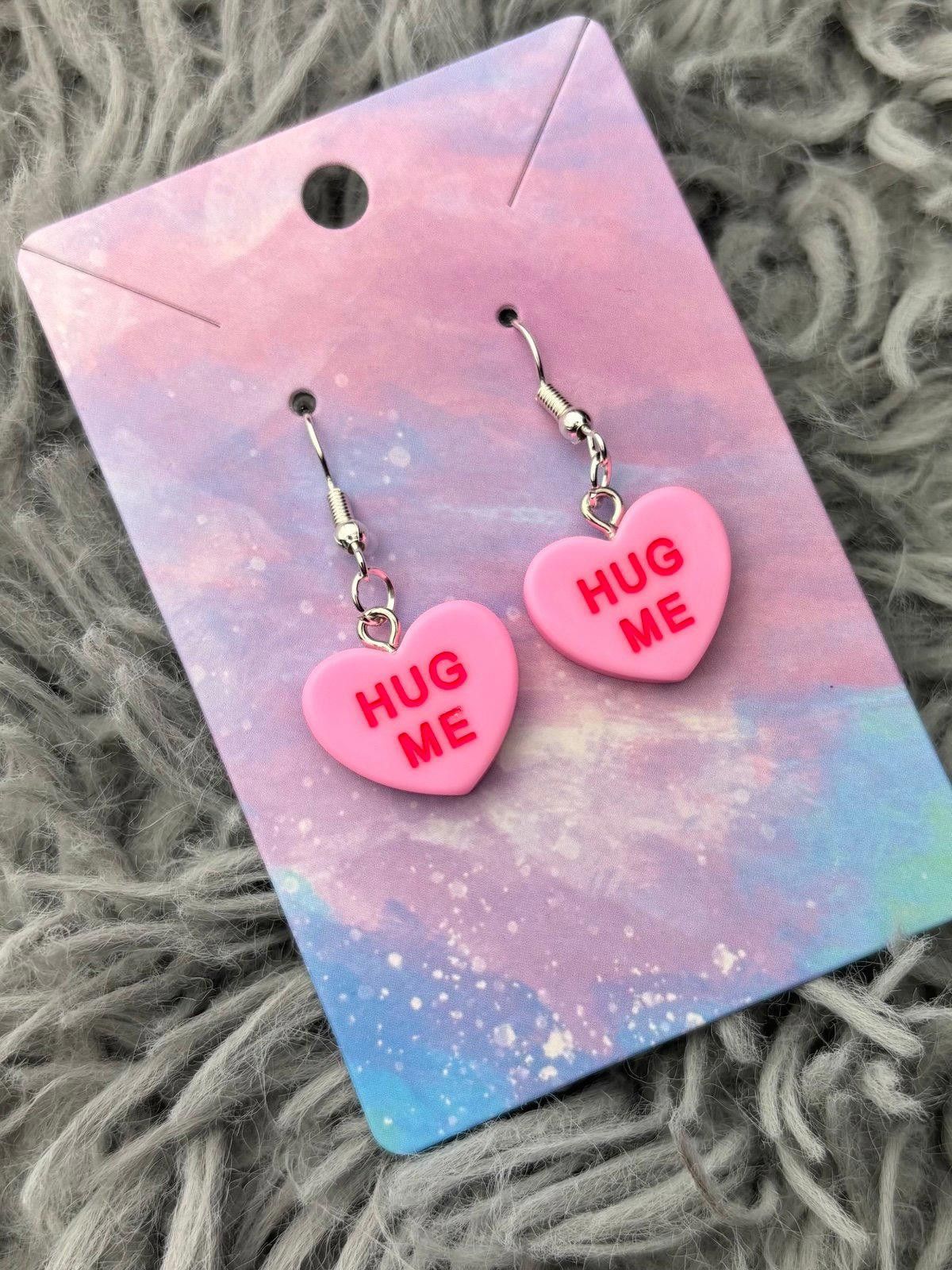 Handmade Pink Heart valentines sweethearts earrings Size ONE SIZE - 1 Preview