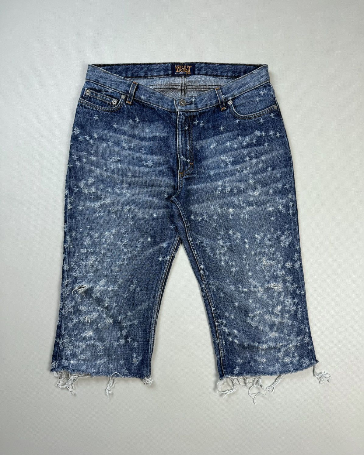 W&LT Walter Van Beirendonck Distressed Cut Off Denim Shorts Jeans Size US 31 - 1 Thumbnail