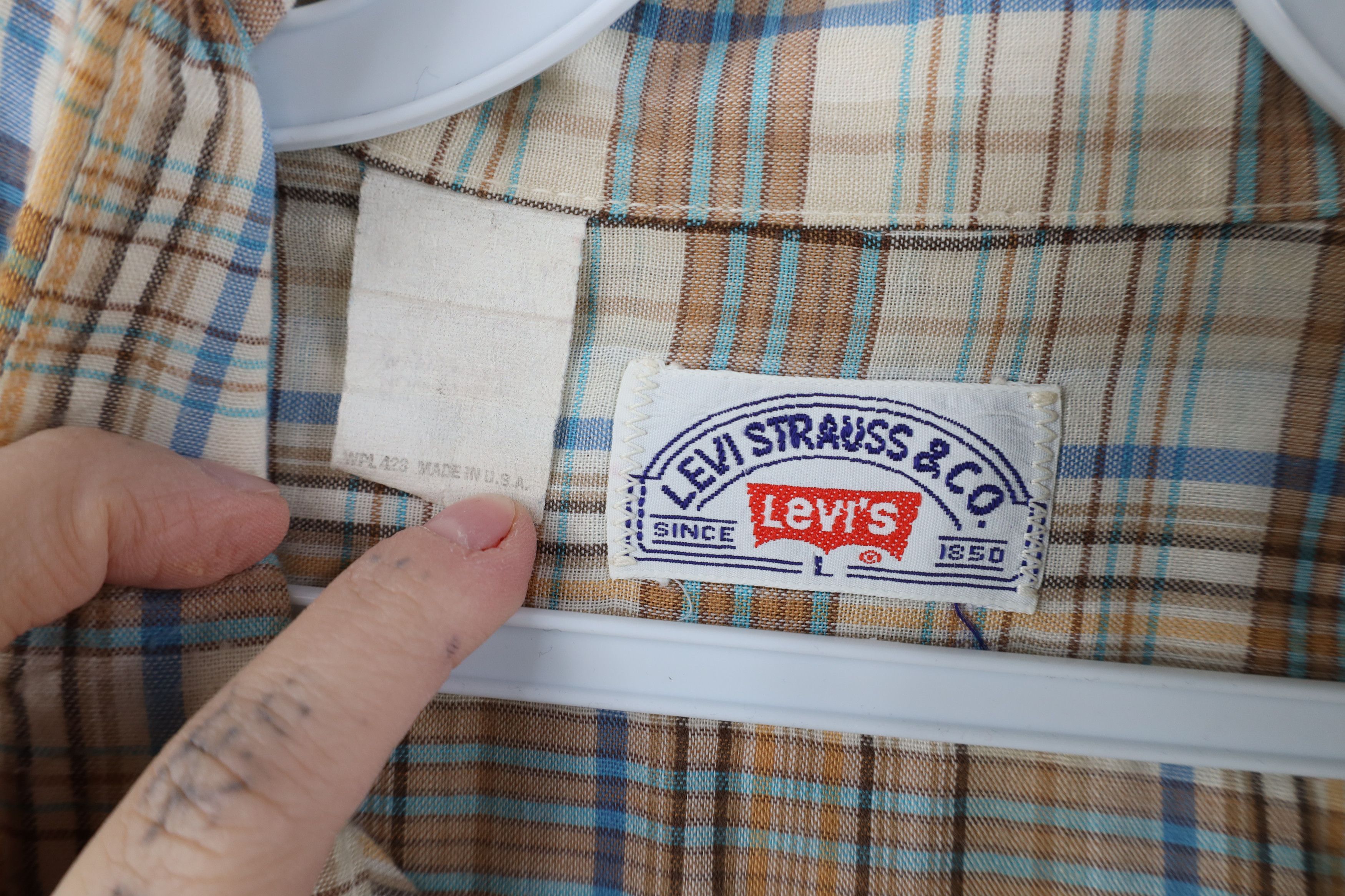 Levi's Vintage 70s Levis Western Cowboy Button Shirt Plaid USA Size US L / EU 52-54 / 3 - 11 Thumbnail