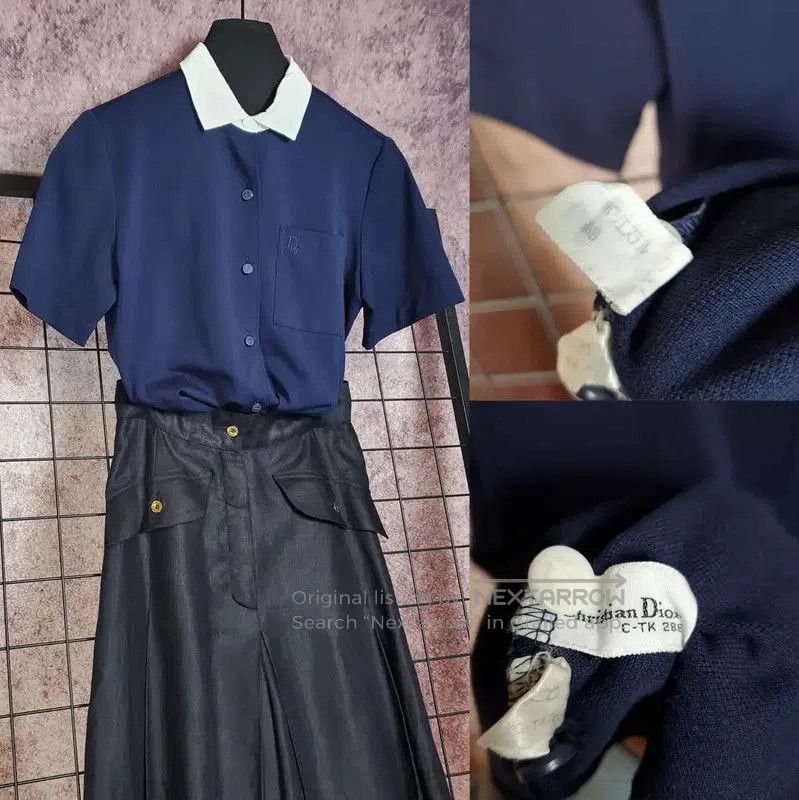 Dior Dior Summer Navy Cotton Blend Embroidered Shirt . Size S / US 4 / IT 40 - 2 Thumbnail