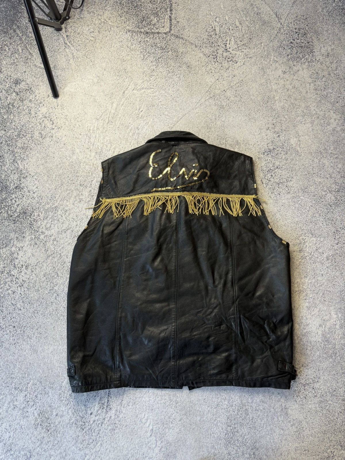 Leather Vintage Real Leather Vest Elvis Y2K Japanese Size US XL / EU 56 / 4 - 15 Thumbnail