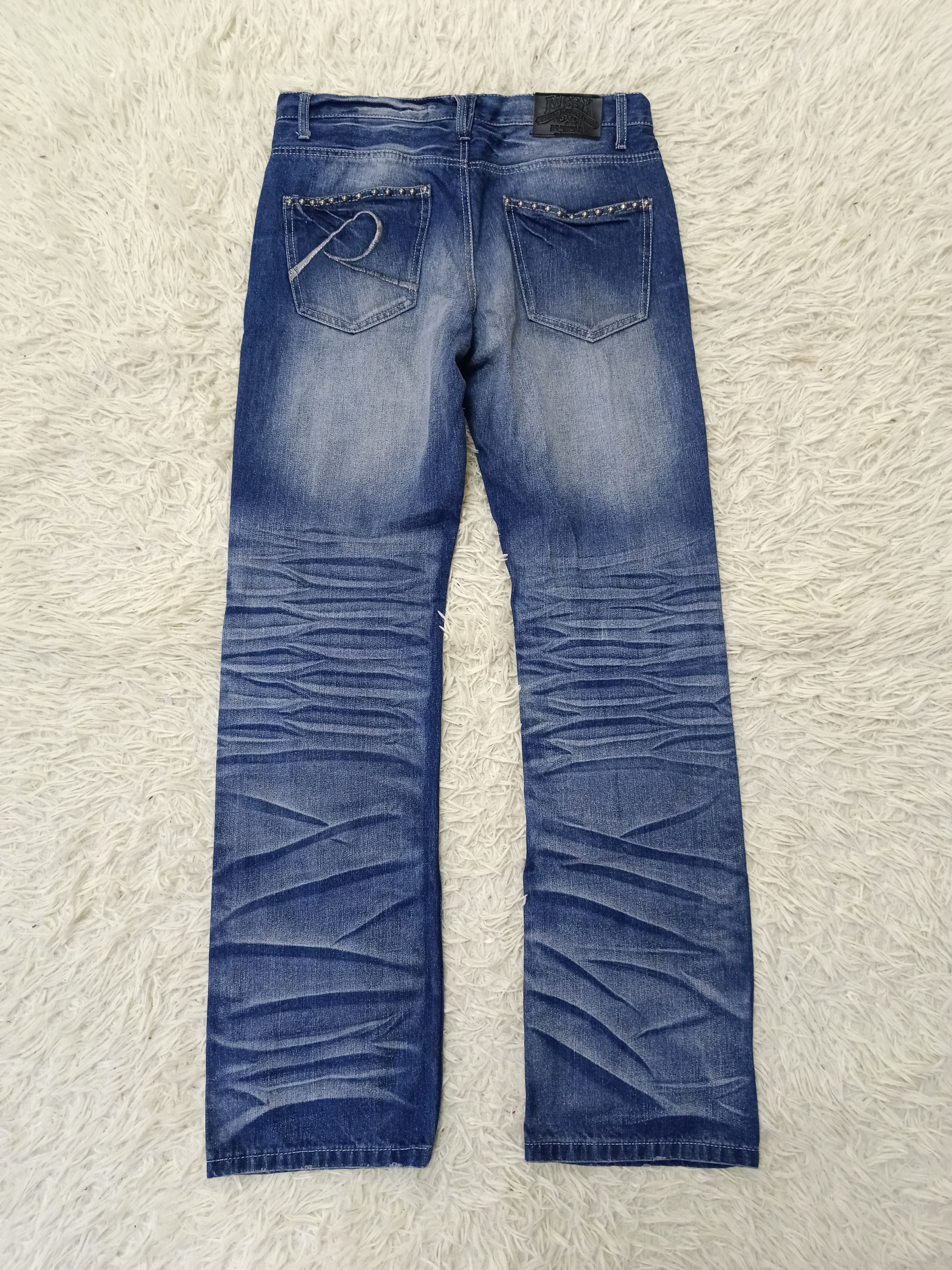 Japanese Brand WASHED BLUE STUDDED RUSS-K DENIM PANTS Size US 31 - 2 Thumbnail
