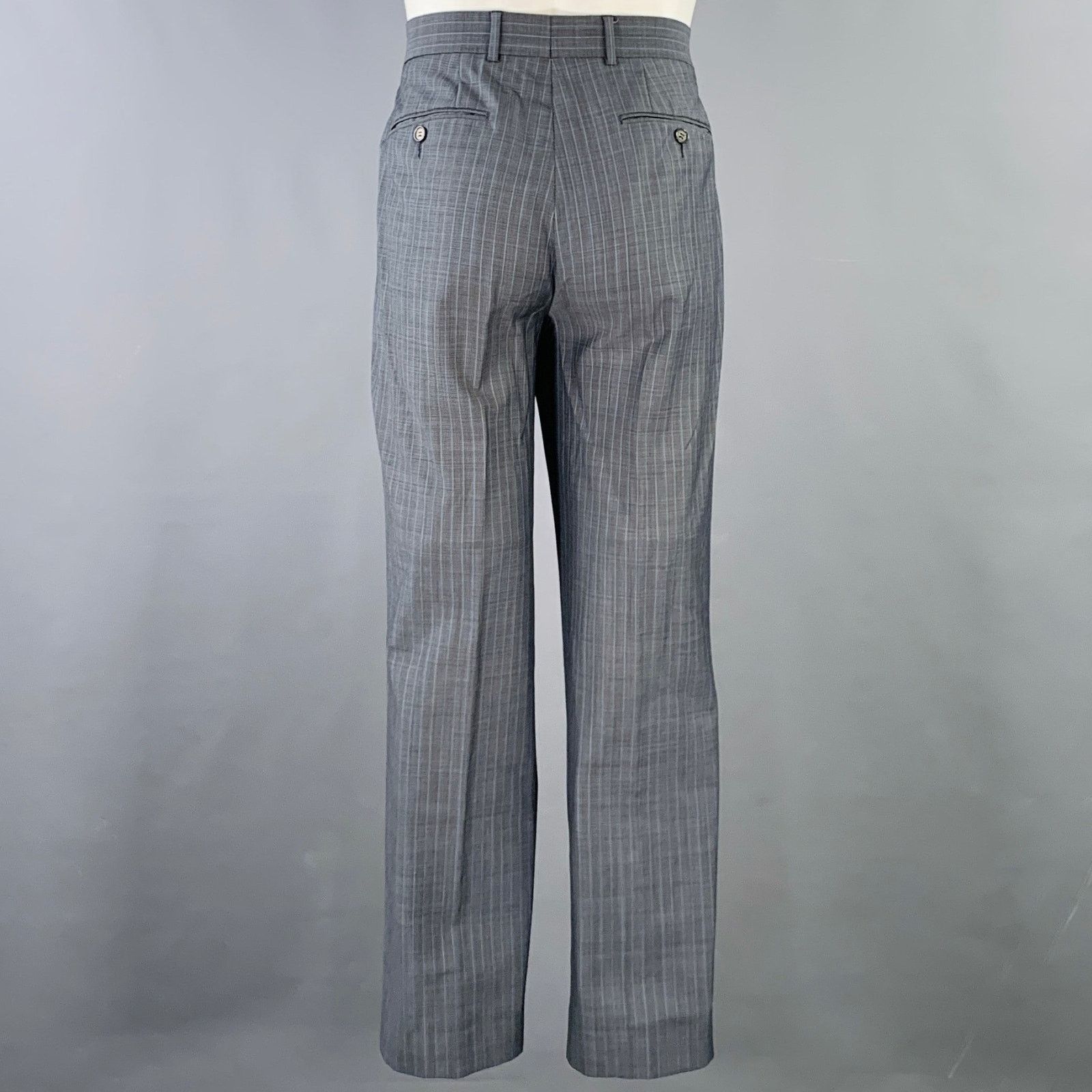 Ted Baker TED BAKER Grey Blue Pinstripe Wool Mohair Notch Lapel Suit Size 40R - 5 Thumbnail