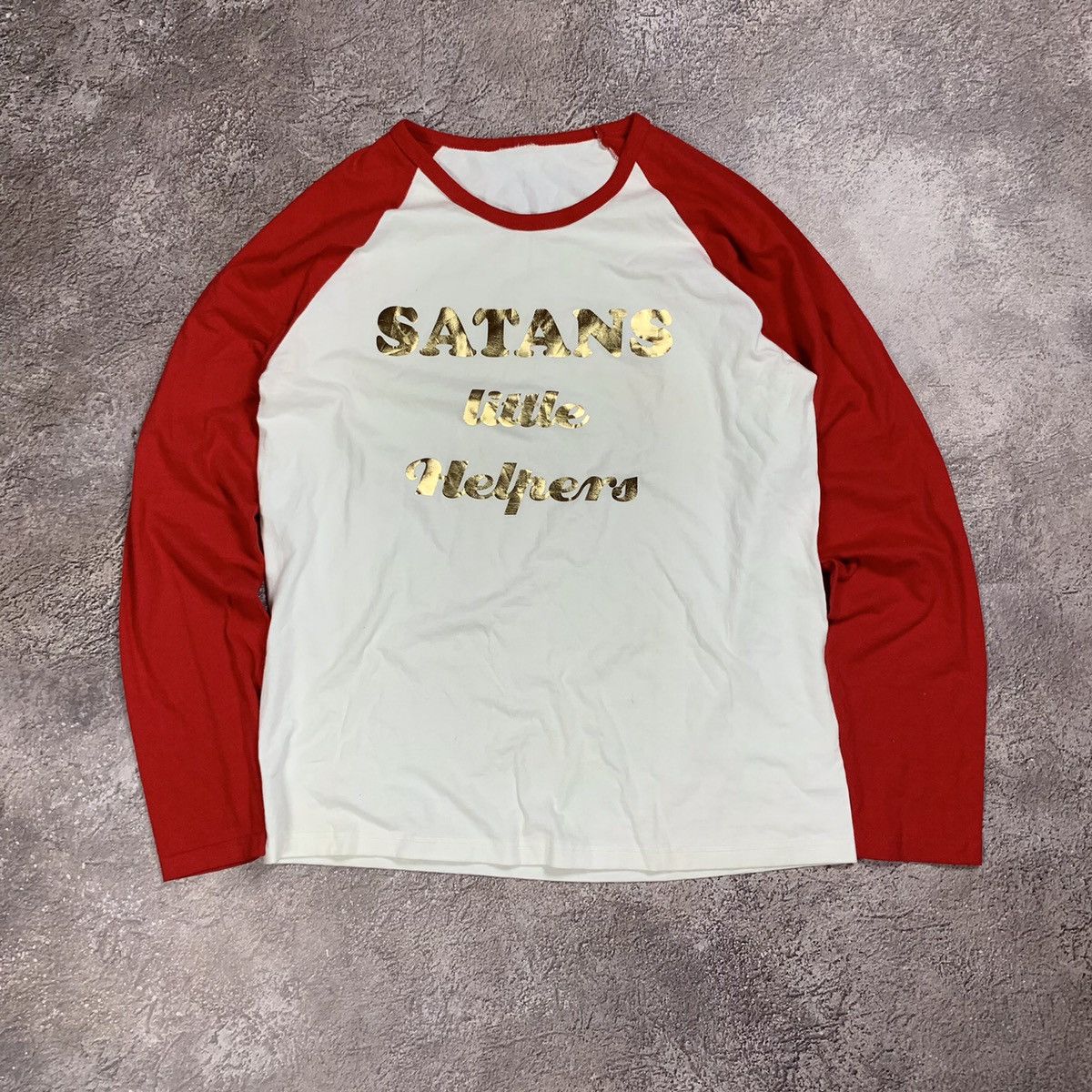 Vintage Vintage Y2K Raglan Graphic Tee Satan Helpers Humor Skate M Size US M / EU 48-50 / 2 - 1 Thumbnail