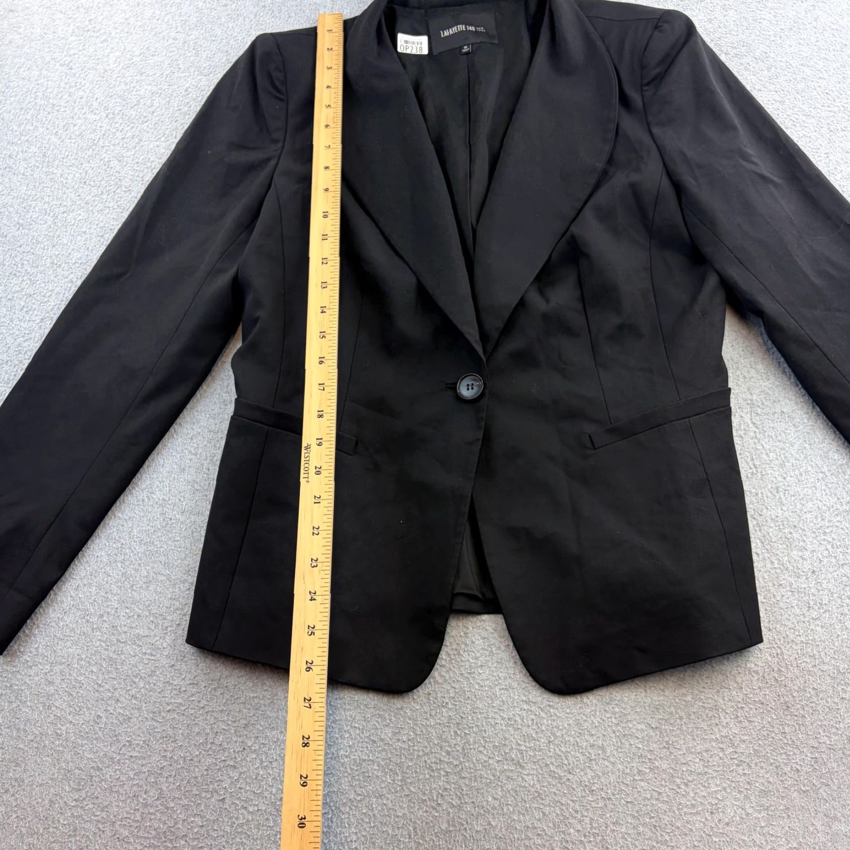 Vintage Lafayette 148 New York Blazer Jacket Womens 10 Black Shawl Collar One-Button Size L / US 10 / IT 46 - 3 Thumbnail