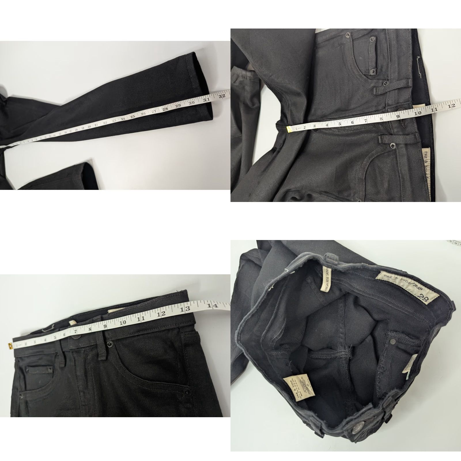Rag & Bone Rag & bone Women Jeans Coated Black High Rise Skinny 28 Stretch W1513R016 - Regular Size - Women - Black - Skinny Jeans - 28 - Rag & Bone - W1513R016 Size 28" / US 6 / IT 42 - 8 Thumbnail