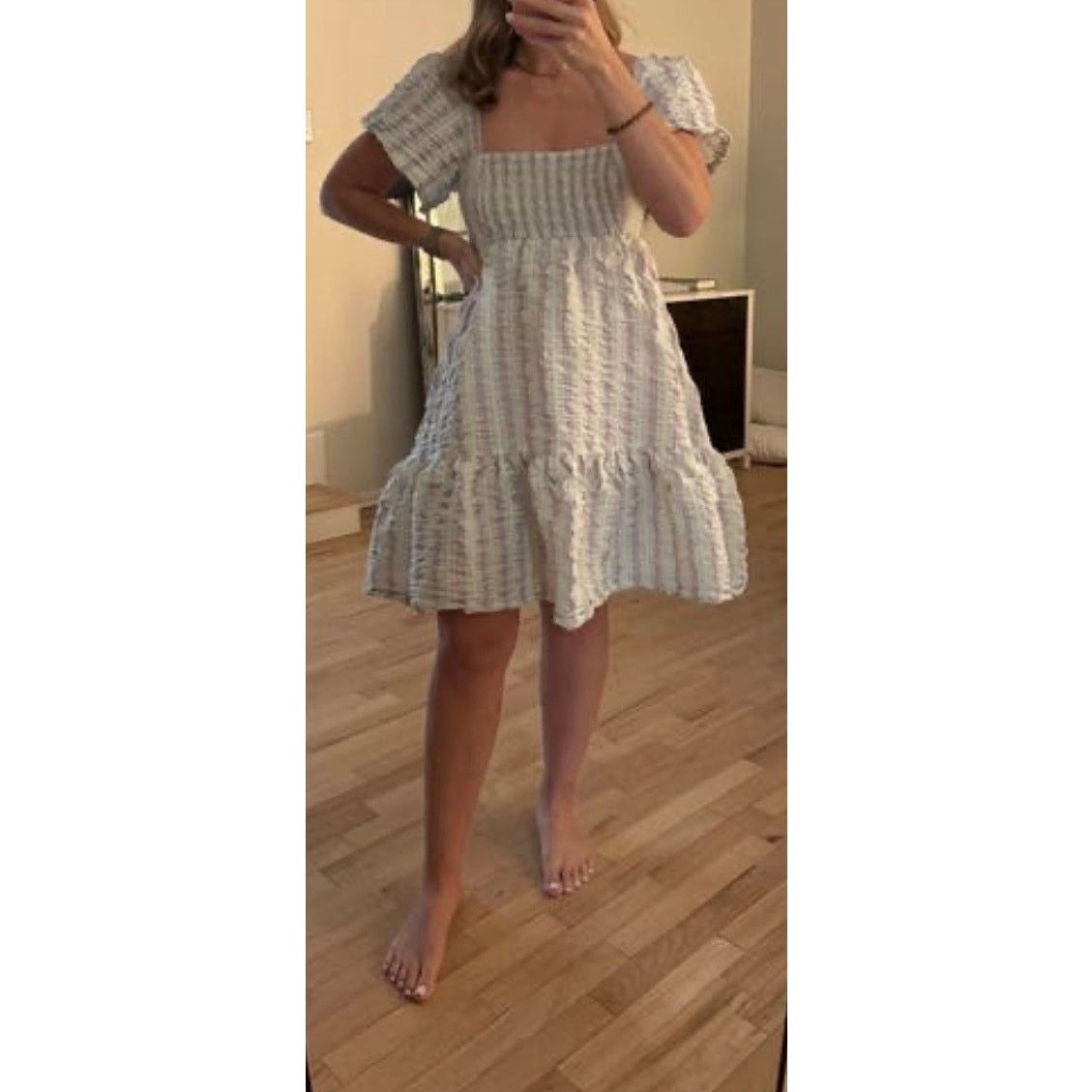 Ganni Ganni stripe seersucker green purple babydoll dress sz 38/6 Size M / US 6-8 / IT 42-44 - 7 Thumbnail