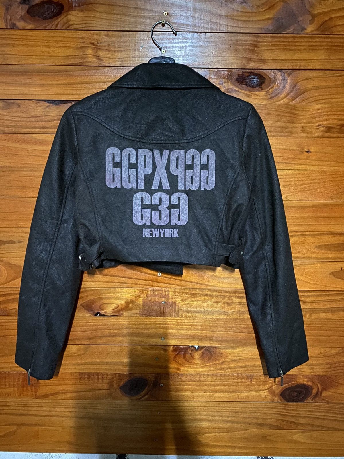 Vintage GGPX Inspired Cropped Faux Leather Biker Jacket | Women’s Size S / US 4 / IT 40 - 10 Thumbnail