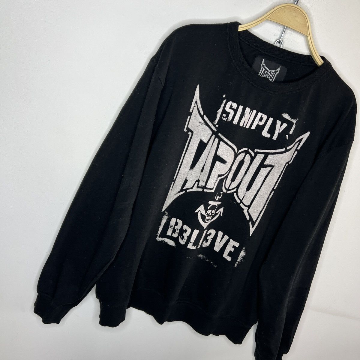 Tapout × Vintage Tapout Sweatshirt Black Faded Simply Bellieve Retro Y2K Size US XL / EU 56 / 4 - 4 Thumbnail