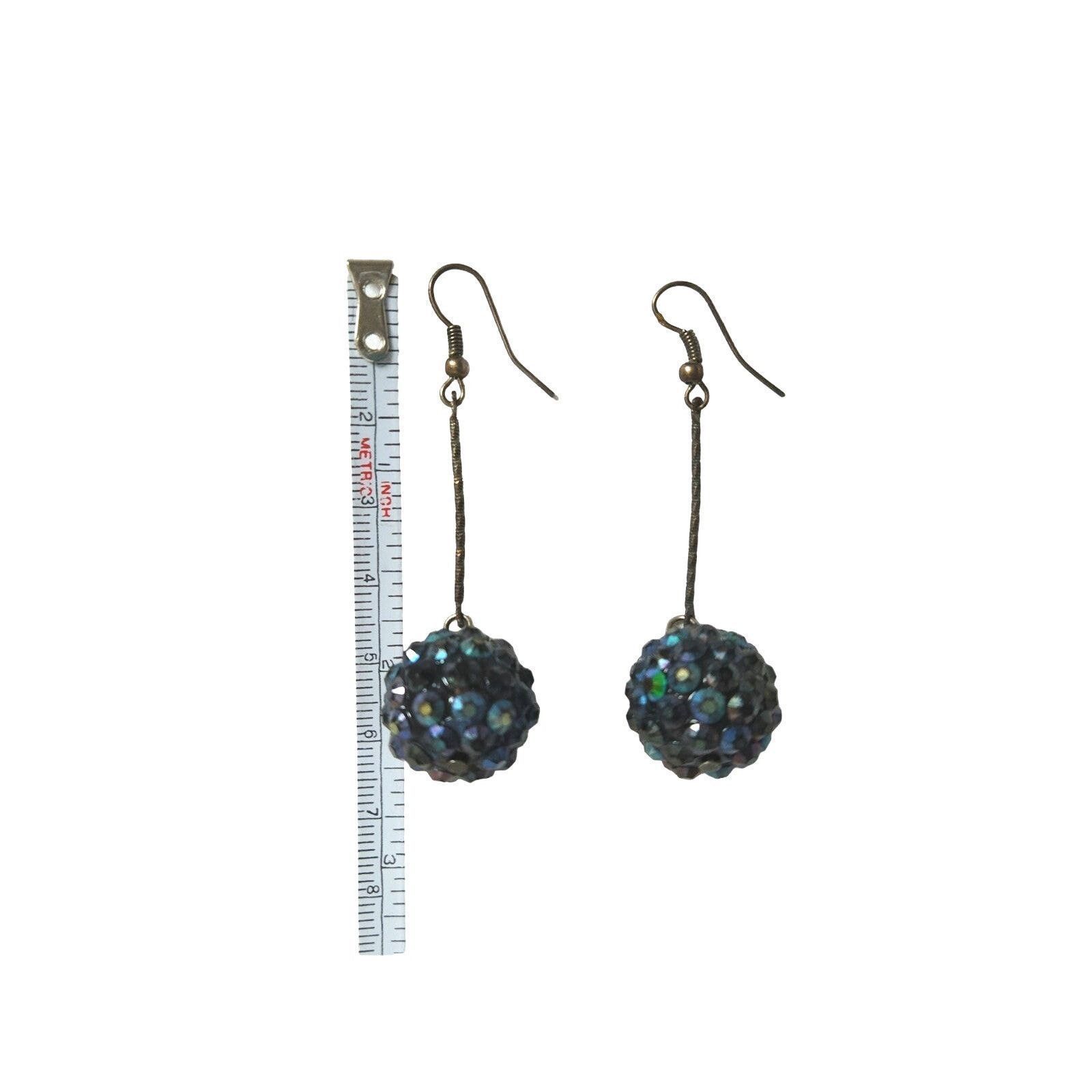 The Unbranded Brand Vintage Sparkling Crystal Disco Ball Dangle Earrings Navy Size ONE SIZE - 2 Thumbnail