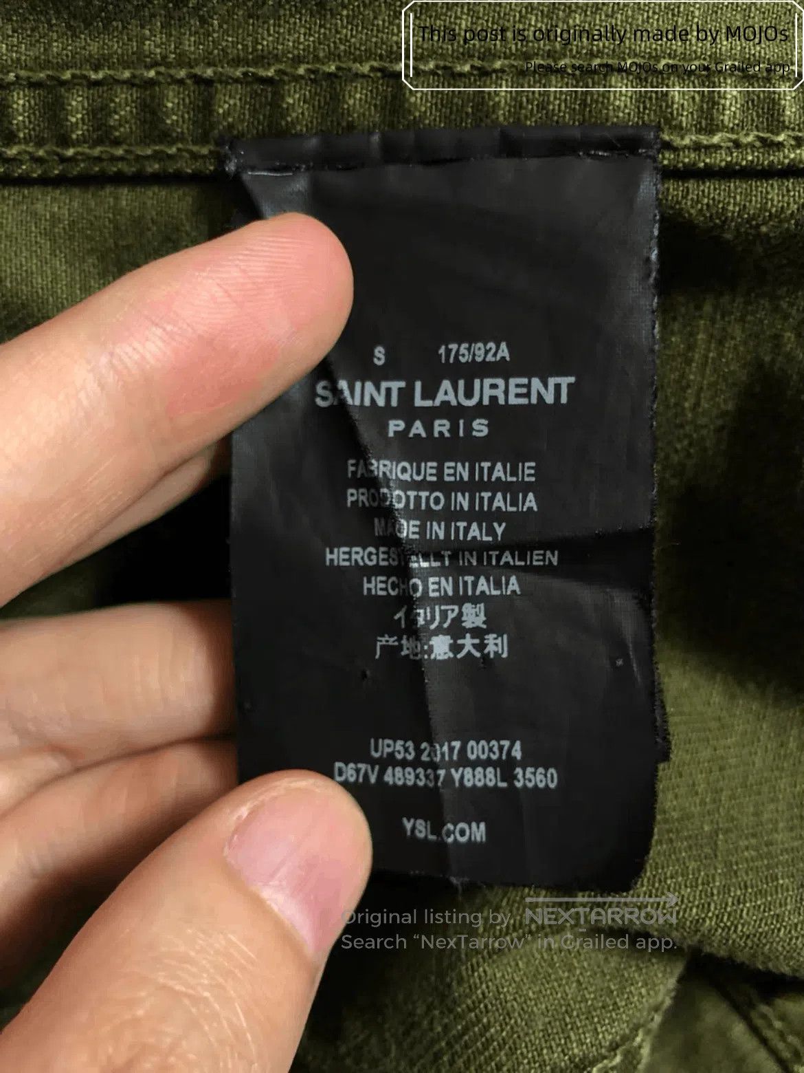 Saint Laurent Paris Saint Laurent Paris Logo Patch Military Jacket. Size US S / EU 44-46 / 1 - 6 Thumbnail