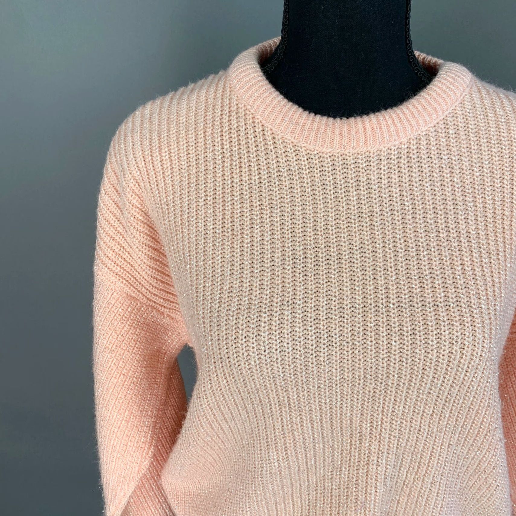 Pinko VINTAGE Spring Seasons Peach Pink Silver Metallic Long Sleeve Sweater Size Small Regular S/M Womens Size S / US 4 / IT 40 - 2 Thumbnail