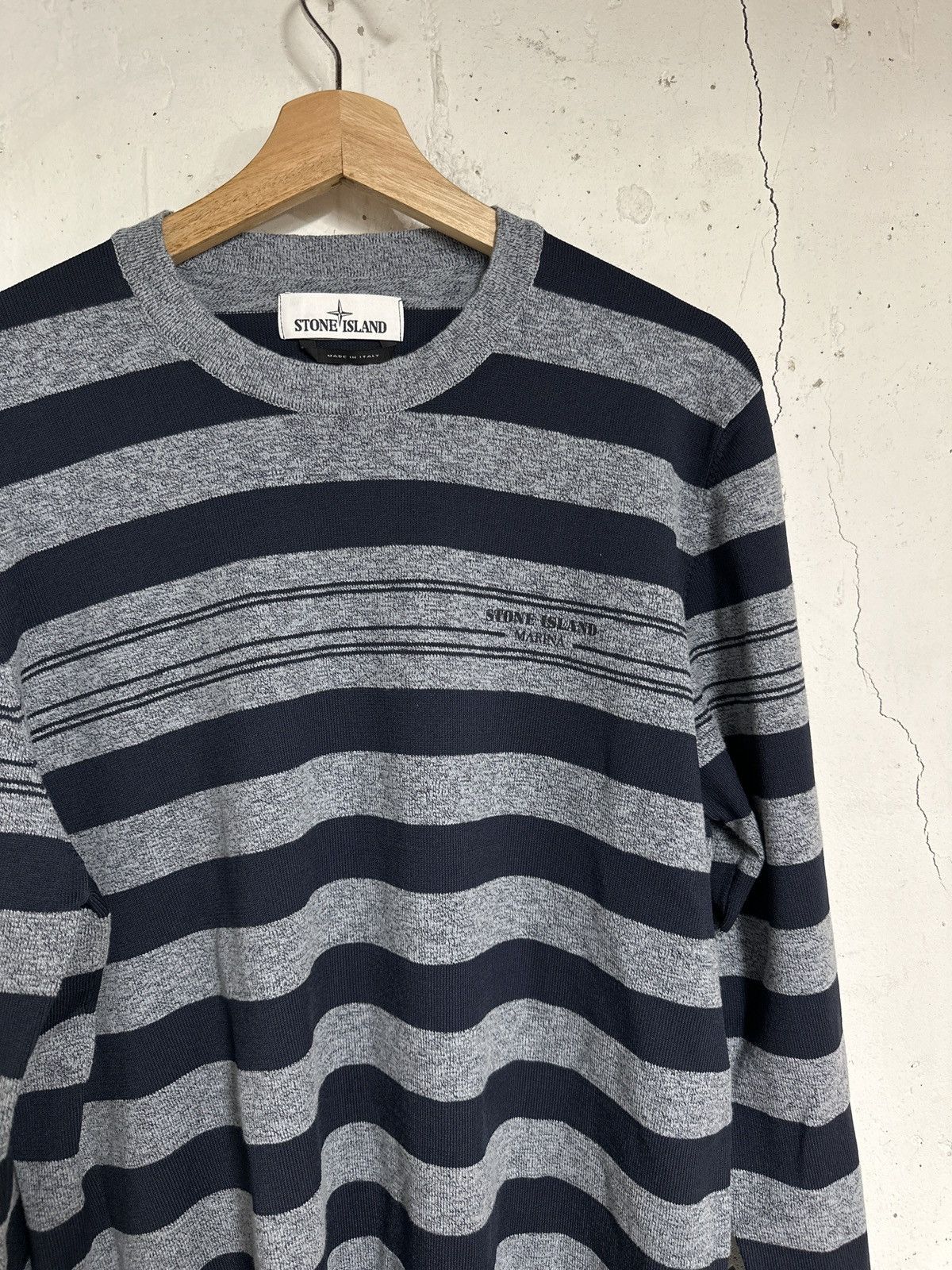 Stone Island Stone Island Marina Navy Blue Striped Sweater XL Size US XL / EU 56 / 4 - 1 Thumbnail