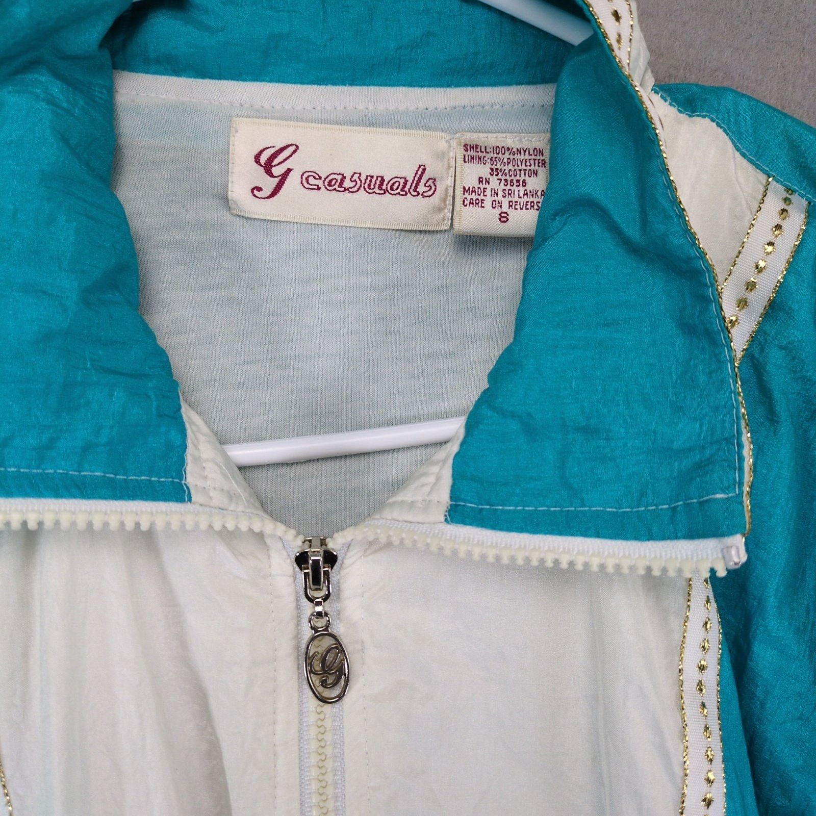 Vintage Vtg 80s G Casual Women's S Full Zip Windbreaker Track Jacket Size S / US 4 / IT 40 - 4 Thumbnail