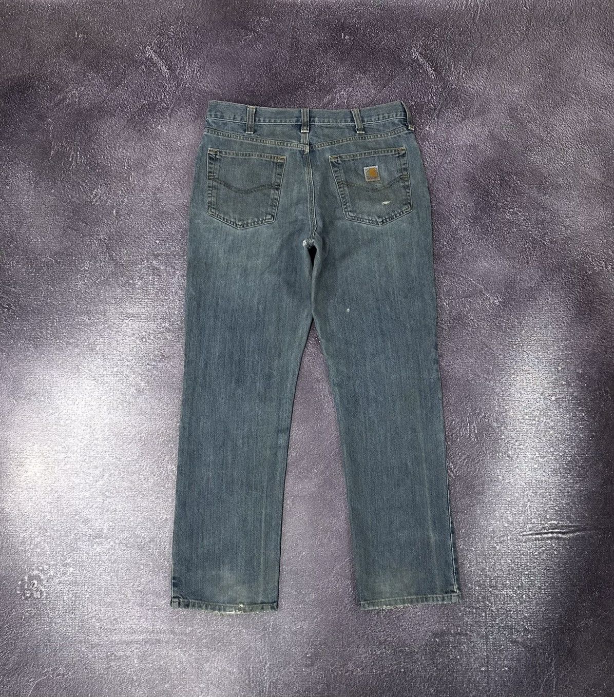 Pre-owned Carhartt X Vintage 90's Carhartt Washed Blue Denim Baggy Y2k Work Jeans