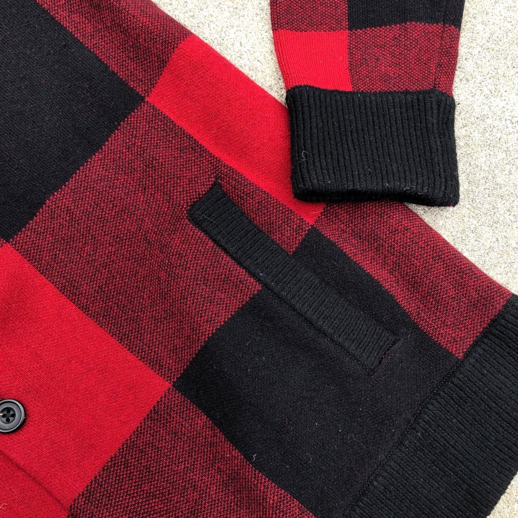 Abercrombie & Fitch ABERCROMBIE & FITCH Lumberjacket Jacket Men MED Red Black Merino Wool Nylon Cardigan Crewneck - Mens Size US M / EU 48-50 / 2 - 5 Thumbnail