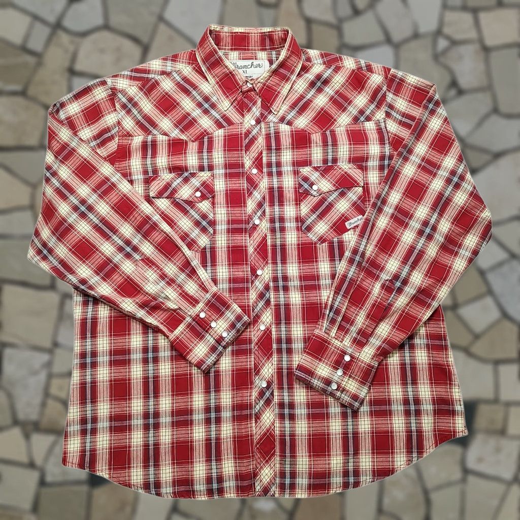 Wrangler VINTAGE Wrangler Wrancher Western Shirt Pearl Snap Red Plaid USA Mens XL Clearance? No. Size US XL / EU 56 / 4 - 1 Thumbnail