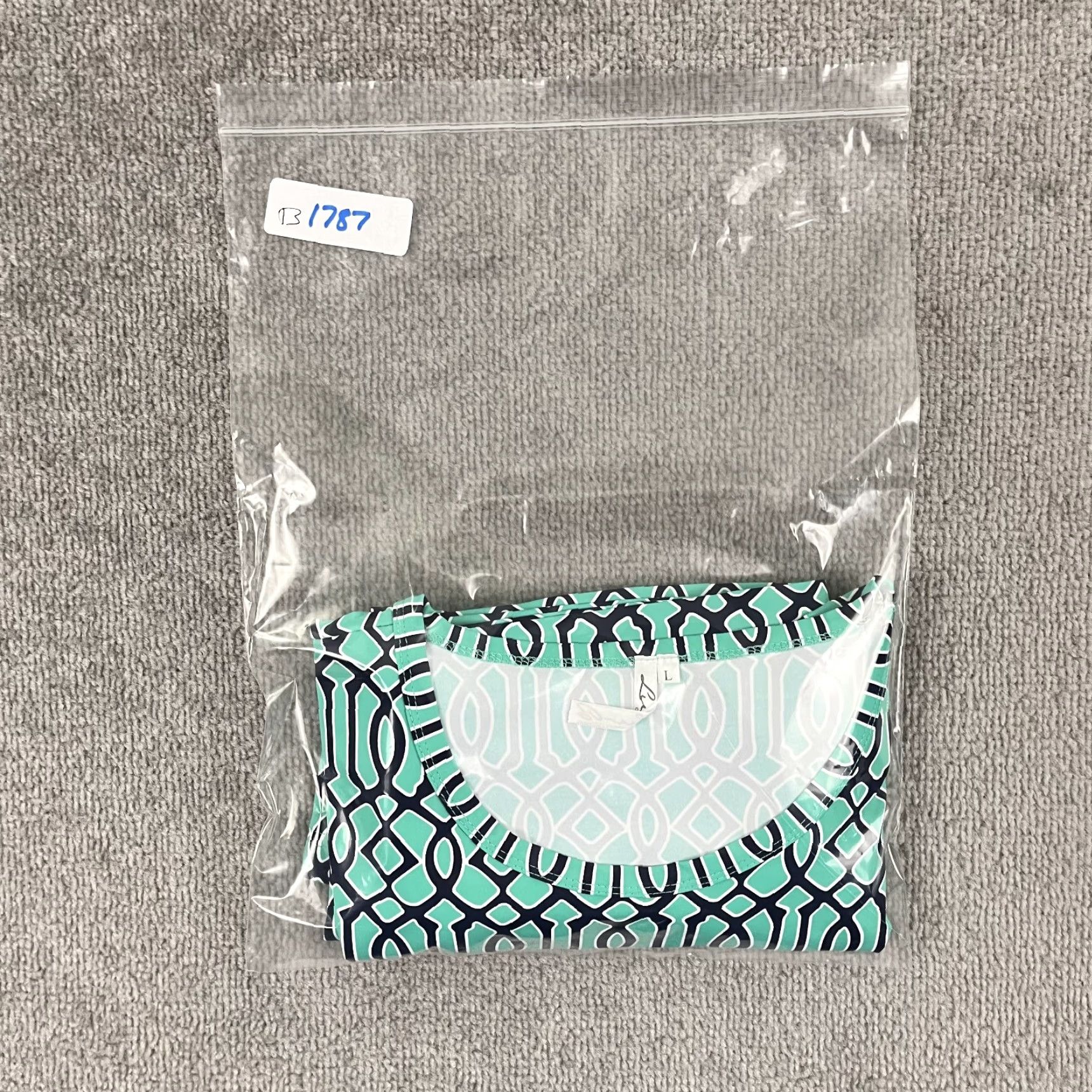 Vintage VINTAGE Lulu B Women's Tunic Dress Mini Dress Casual Party Summer Spring Fall Women Large Green Blue Geometric 3/4 Sleeve Size L / US 10 / IT 46 - 8 Thumbnail