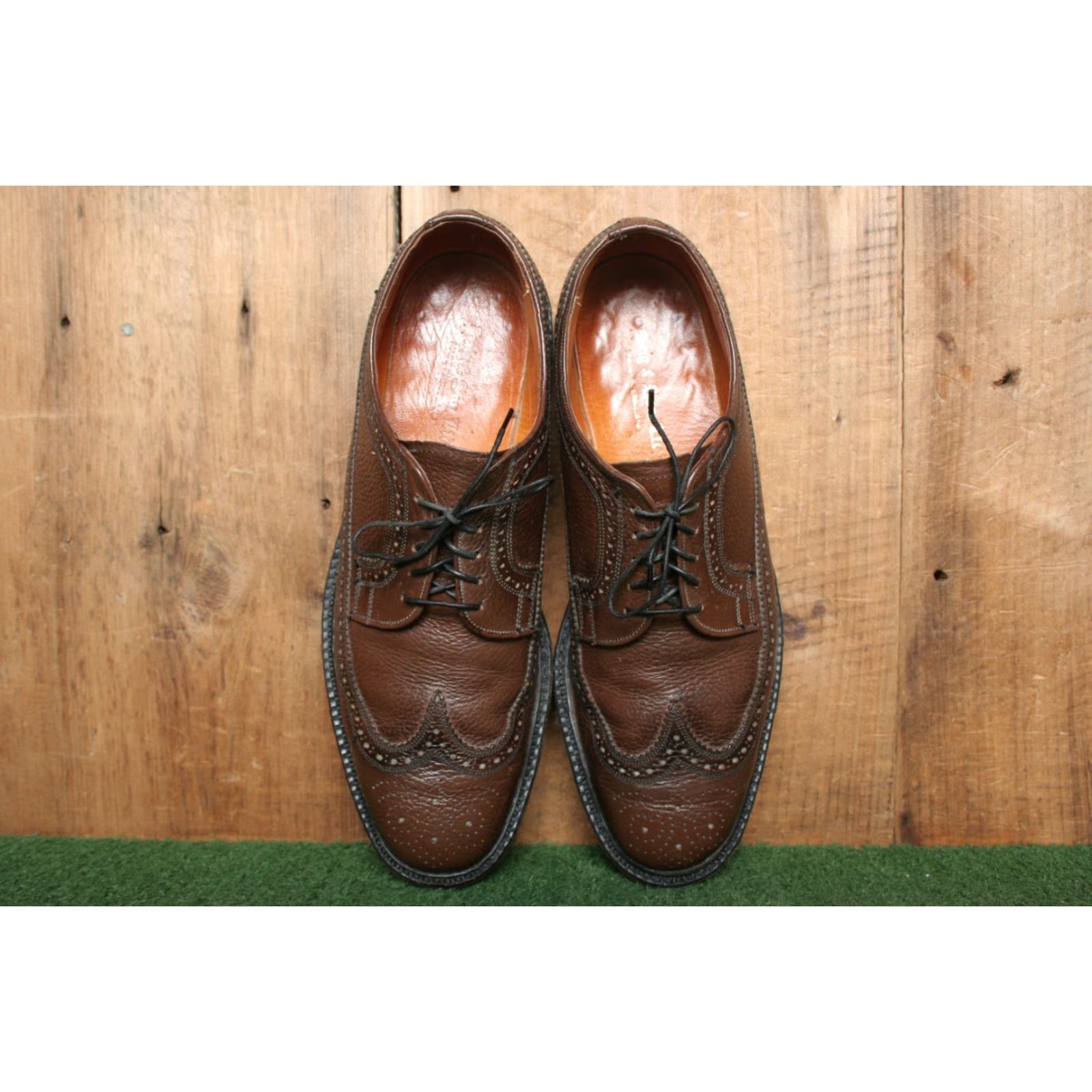 Vintage VINTAGE Haig & Son Brown Leather Longwing Wingtips Mens Dress Shoes Sz. 9C UK Made in England Brogue Leather Upper Fass? Size US 9 / EU 42 - 4 Thumbnail