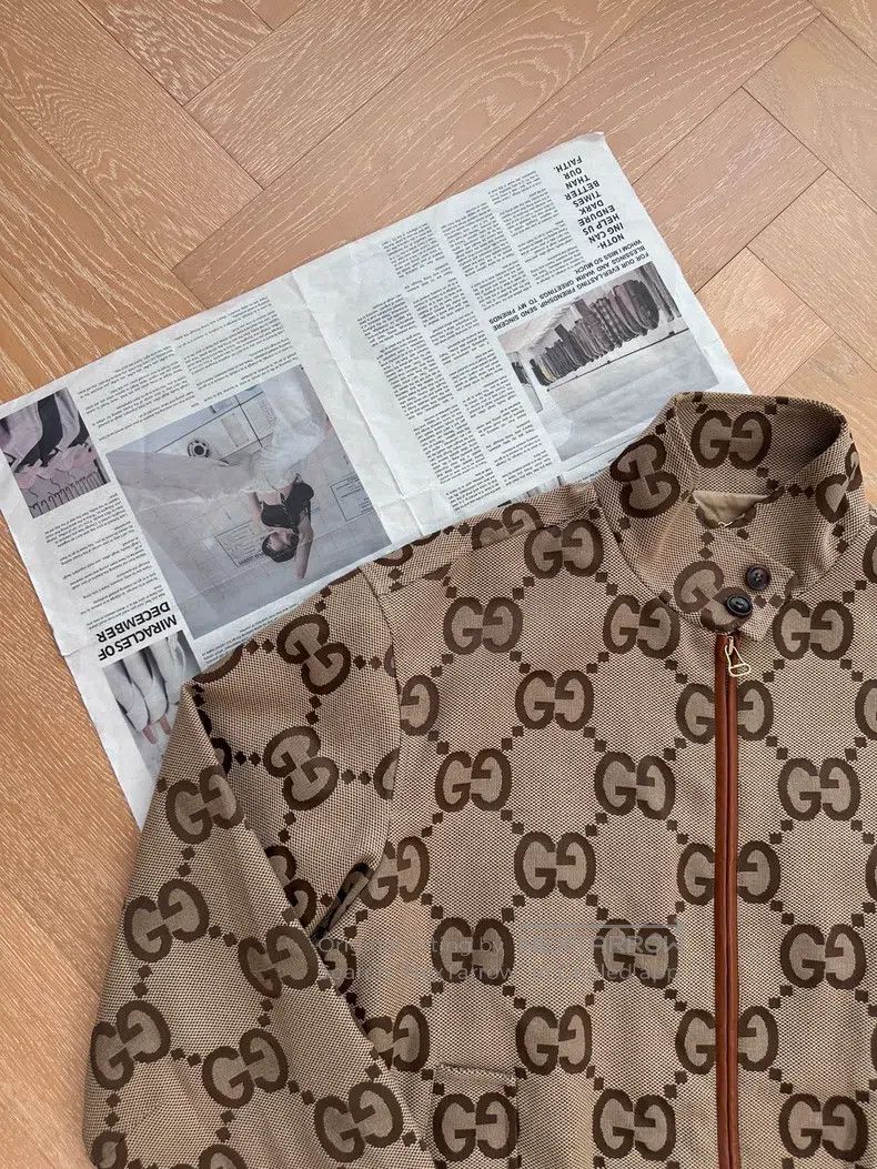 Gucci Gucci Full-print double G old flower leather zipper jacket Size US M / EU 48-50 / 2 - 6 Thumbnail