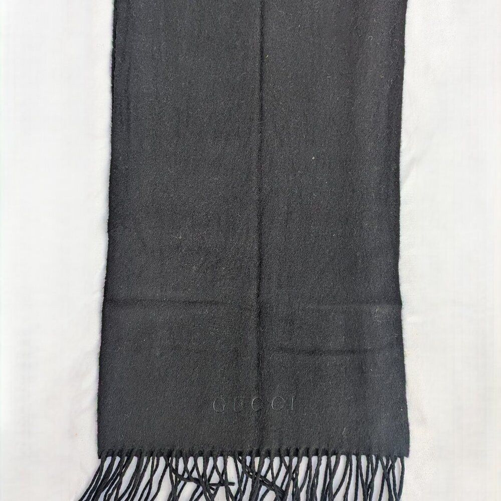 Gucci Gucci Authentic Unisex Scarf Black 100% Cashmere Size ONE SIZE - 3 Thumbnail