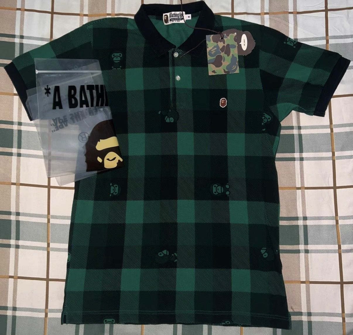 Bape BAPE OG Nigo era green plaid camo polo Size US M / EU 48-50 / 2 - 1 Thumbnail