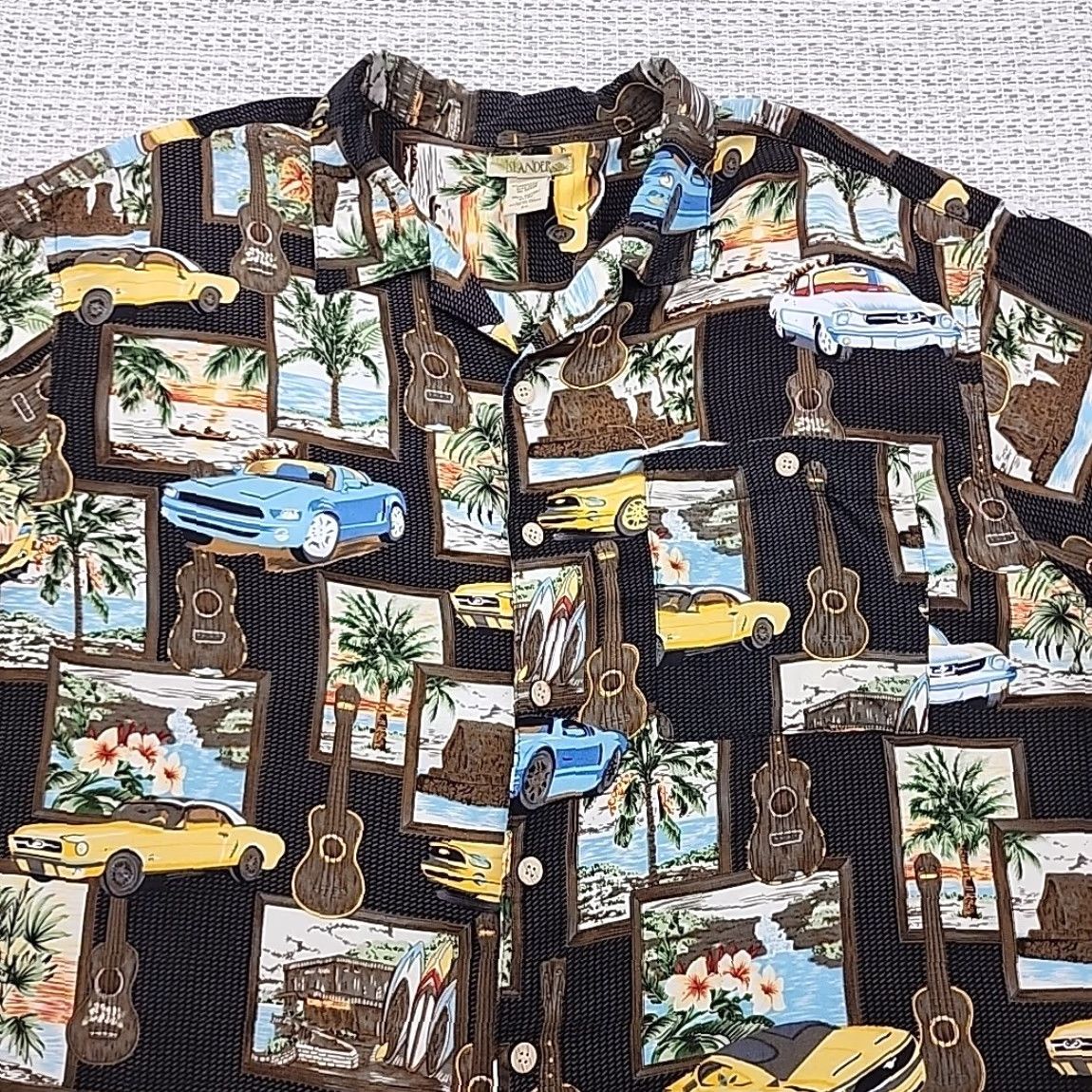Vintage VINTAGE Islander Hawaiian Shirt Mens 2XL Button Up Palm Guitars Cars 100% Rayon Size US XXL / EU 58 / 5 - 4 Thumbnail