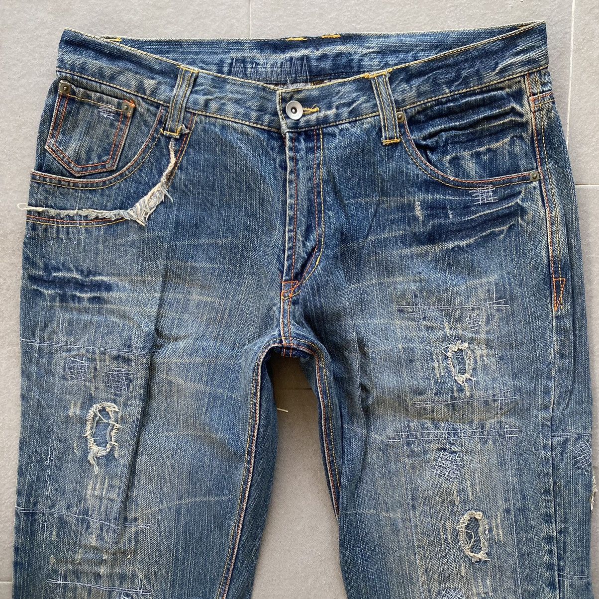 Japanese Brand Distressed denim straight leg Size US 34 / EU 50 - 2 Thumbnail