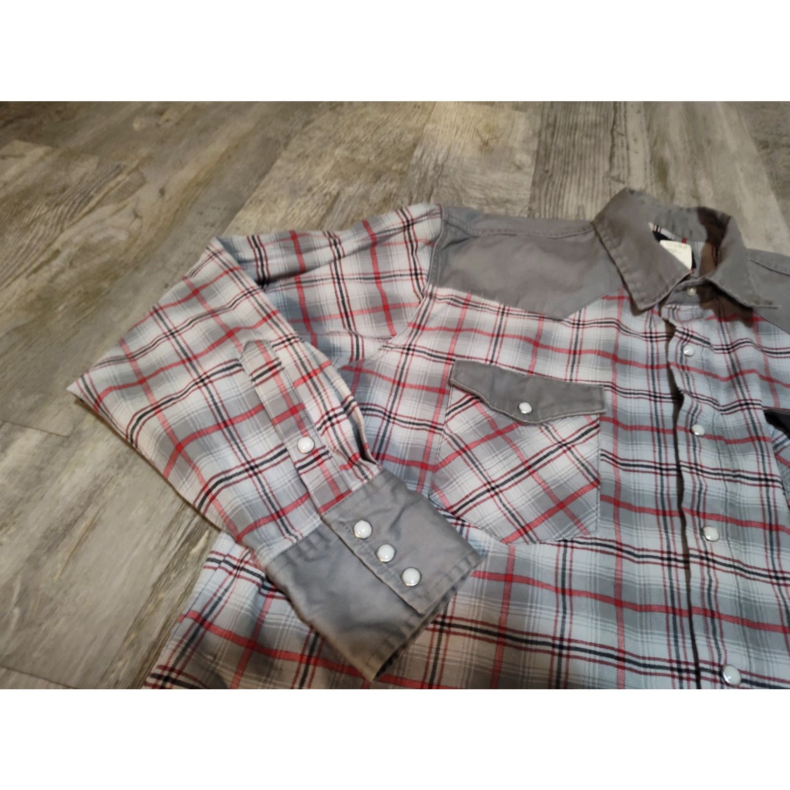 Wrangler WRANGLER VINTAGE Western Shirt Pearl Snap Long Sleeve Gray Check 2XL Mens Size US XXL / EU 58 / 5 - 5 Thumbnail