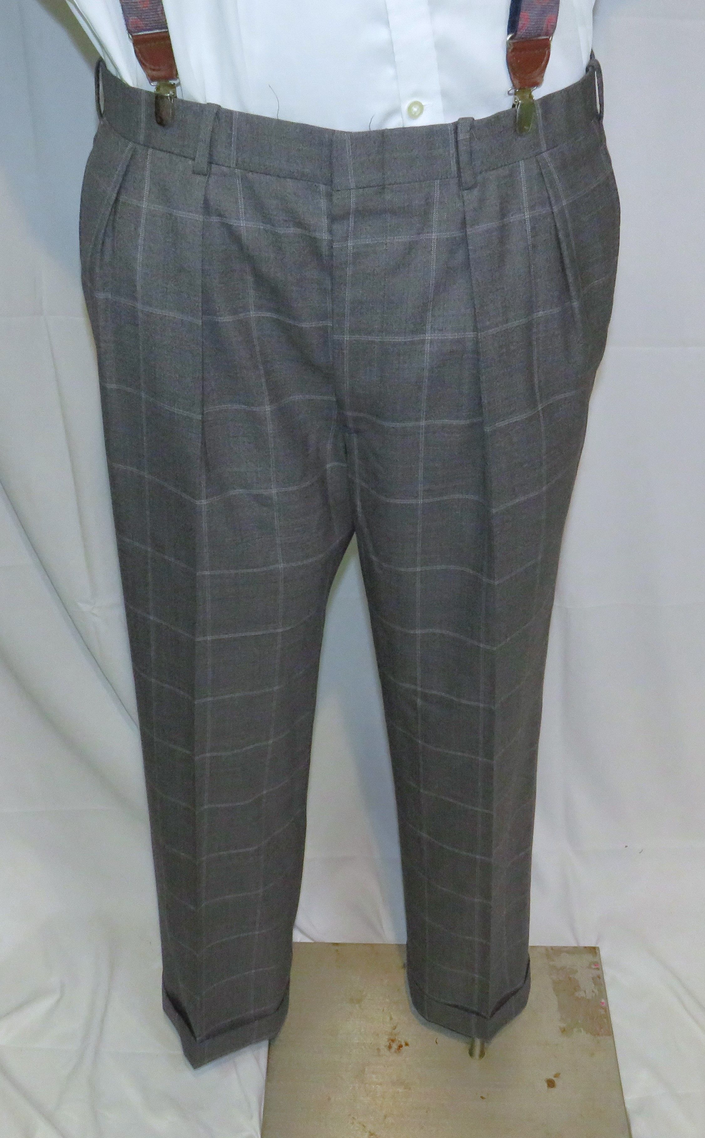 Alan Flusser Gray Windowpane Two Button Suit 42L Size 42L - 13 Thumbnail