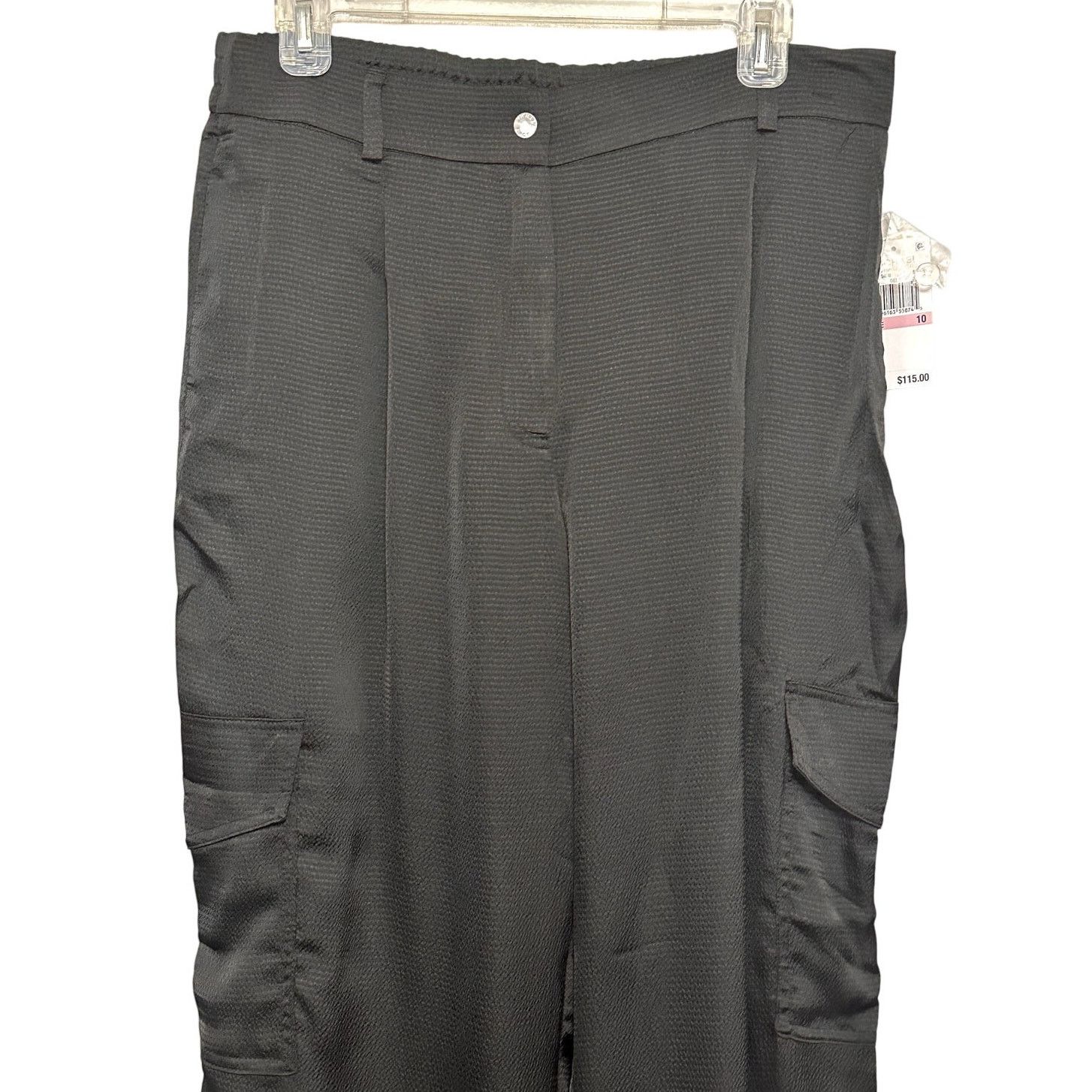 Michael Kors Michael Kors Womens Black Textured Pleated Cargo Pants 10NWT Size 32" / US 10 / IT 46 - 3 Thumbnail