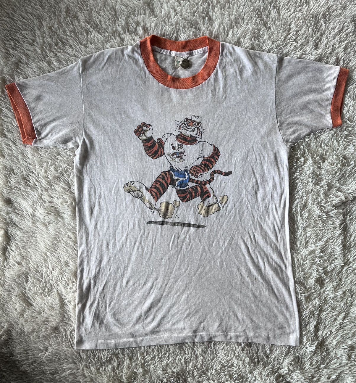 Vintage Vintage 1970s Tomy The Tiger Cereal Promo Ringer T Shirt Size US M / EU 48-50 / 2 - 1 Thumbnail