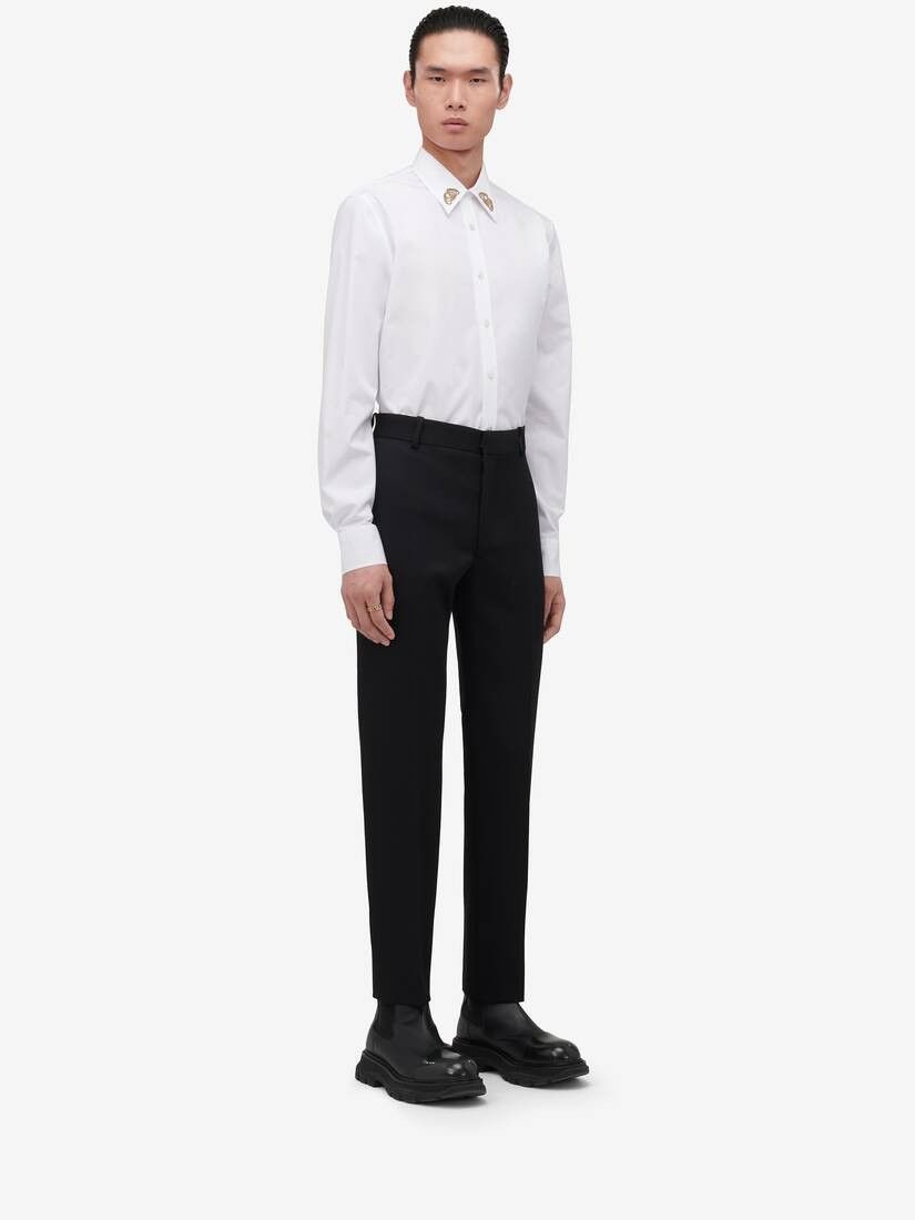 Alexander McQueen o1w1db10725 Embroidered Collar Shirt in Optic White Size US S / EU 44-46 / 1 - 3 Thumbnail