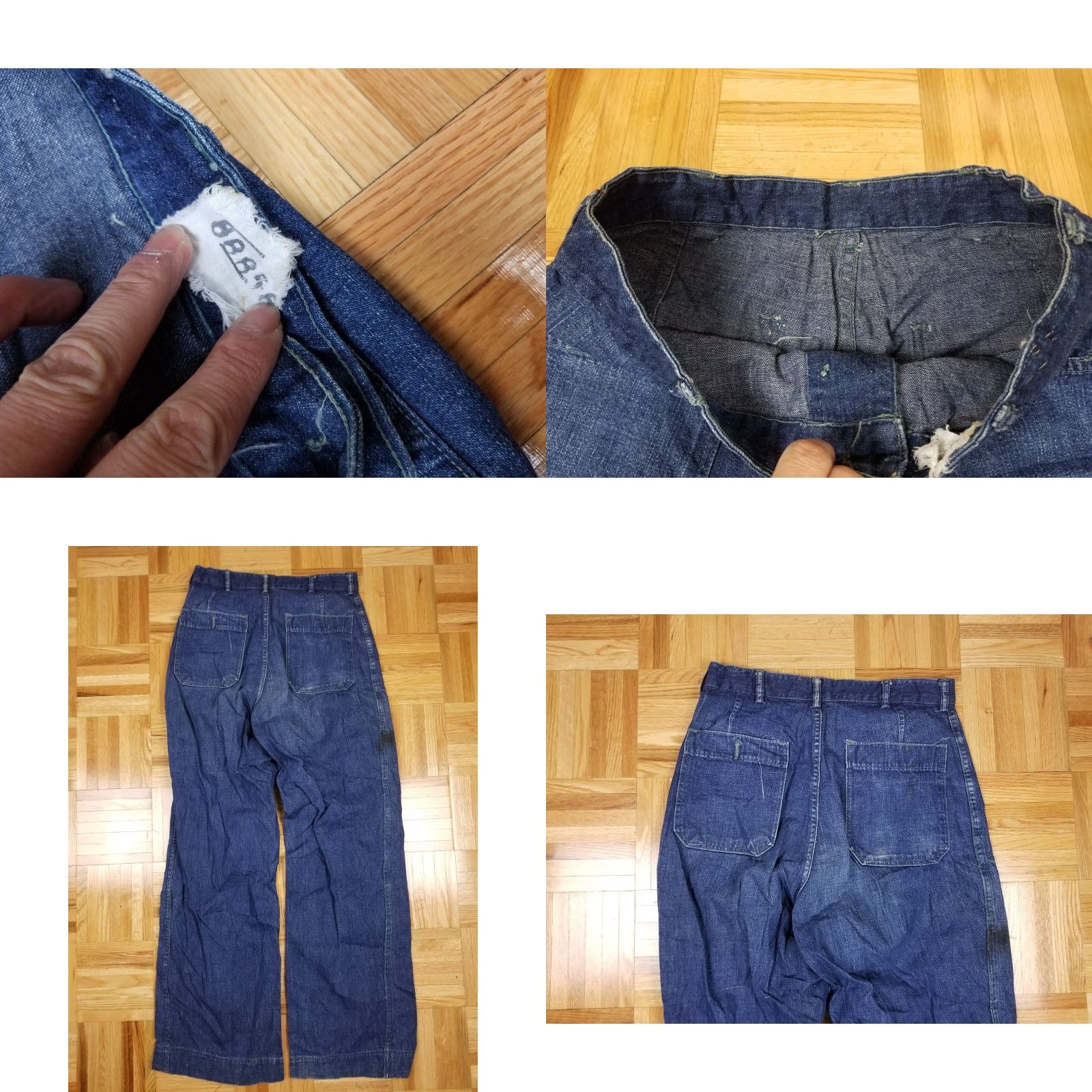 Denime VINTAGE US NAVY DUNGAREE DENIM WORK JEANS PANTS WWII 40s 50s KOREAN WAR SZ 28 BLUE Mens Jeans Size US 28 / EU 44 - 8 Thumbnail