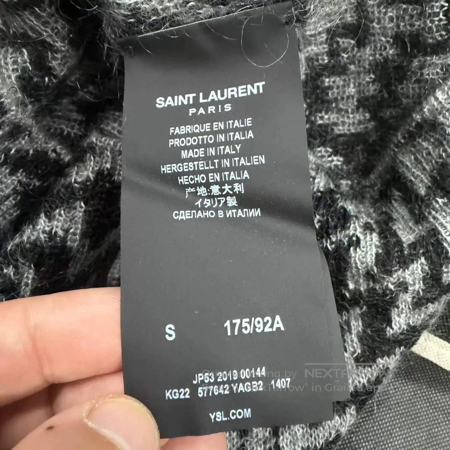Saint Laurent Paris Saint Laurent Gray Black Crew Neck Sweater. Size US S / EU 44-46 / 1 - 3 Thumbnail