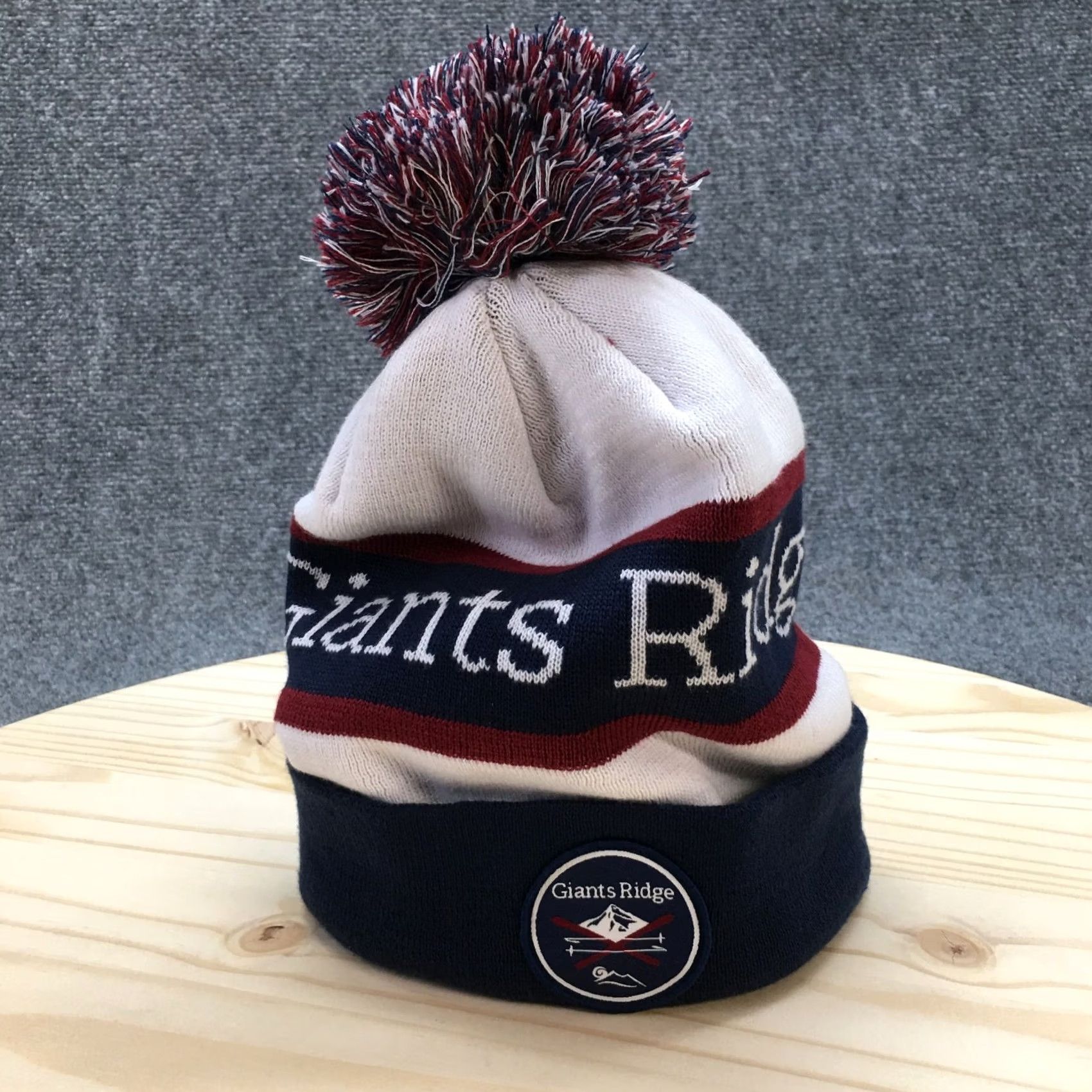 Vintage Giants Ridge Pompom Beanie Hat Mens Blue Red One Size Embroidered Logo Locale Size ONE SIZE - 2 Thumbnail