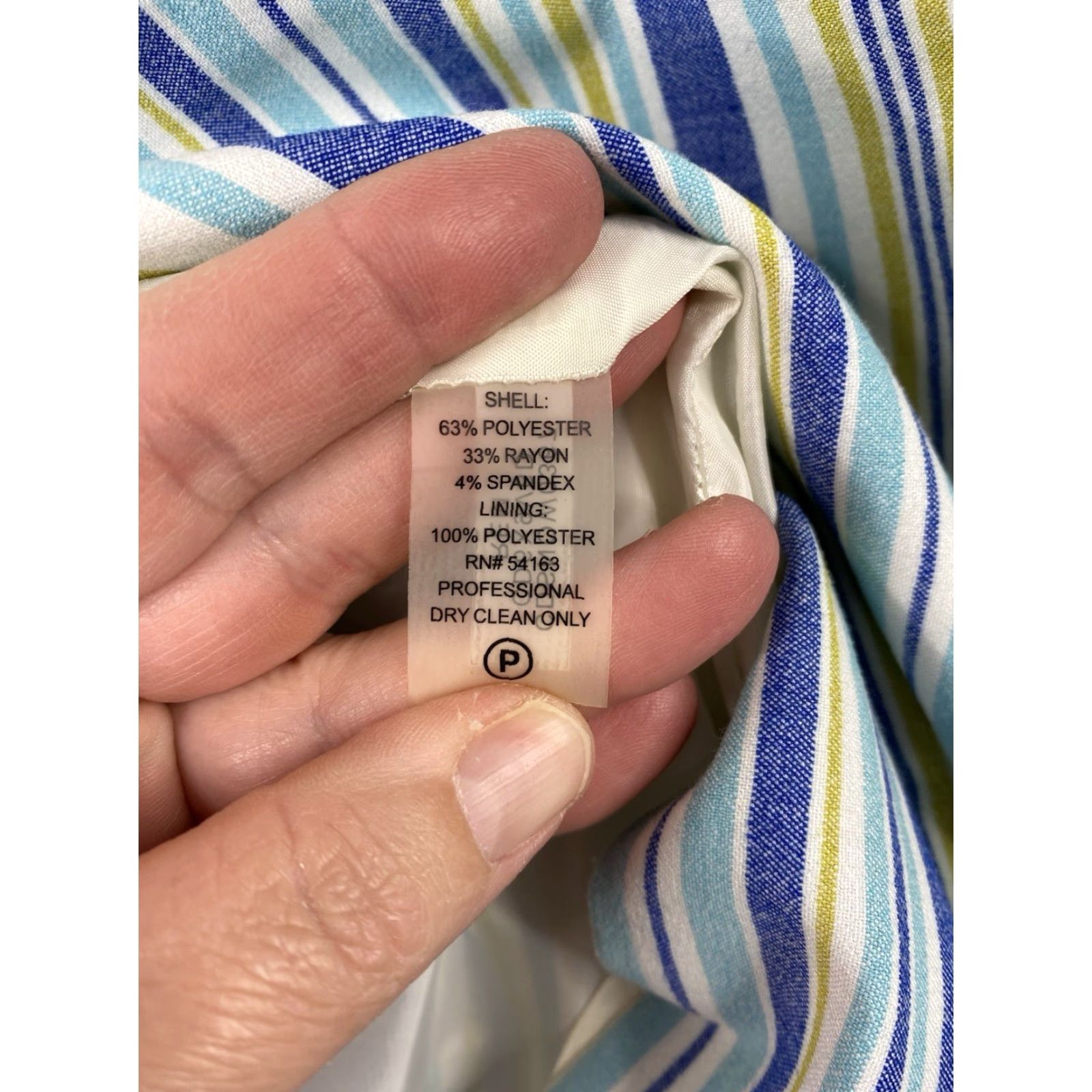 Calvin Klein Calvin Klein Dress Sz 12 Blue Striped Sheath Silver Metallic Belt Lined Stretch Size XL / US 12-14 / IT 48-50 - 6 Thumbnail