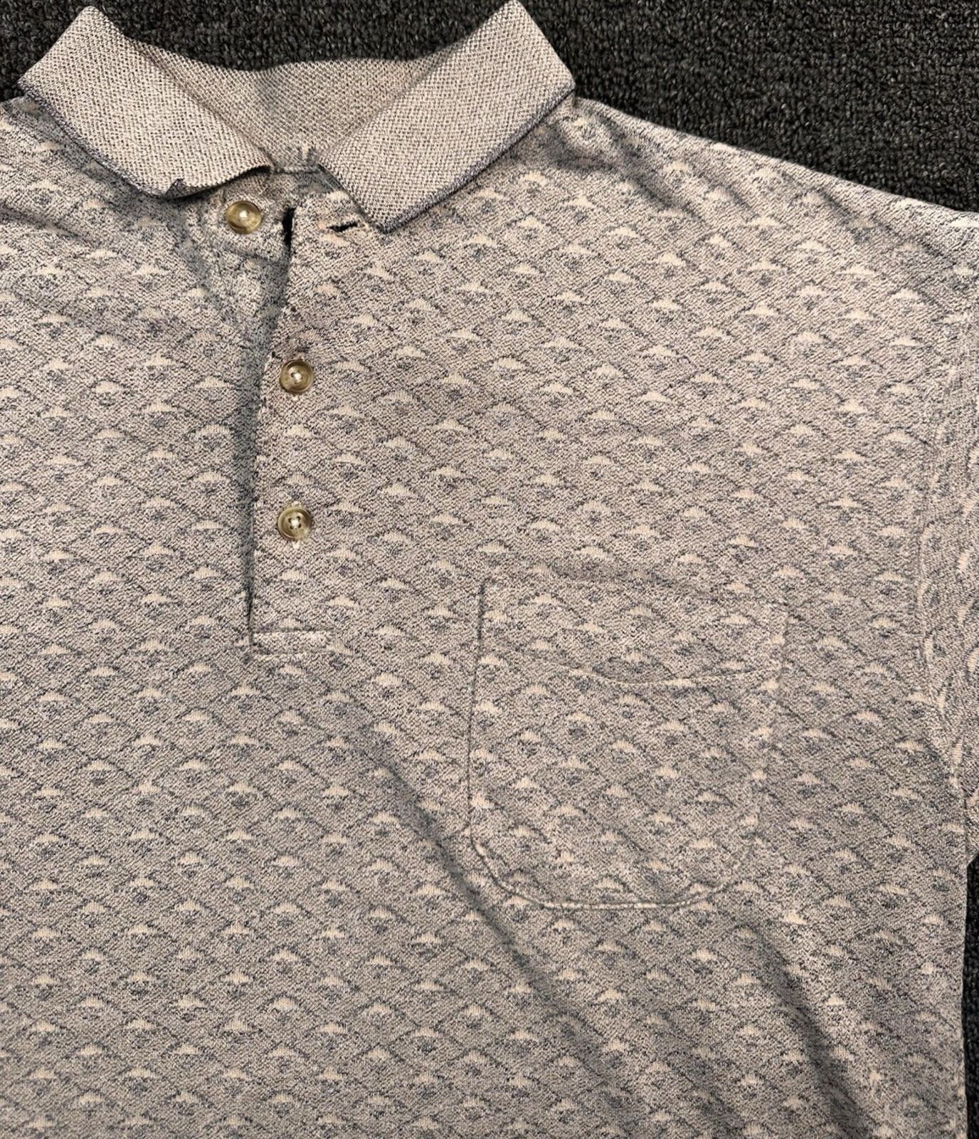 Van Heusen VTG Van Heusen Men's Gray Geometric Knit Polo Size M Size US M / EU 48-50 / 2 - 2 Thumbnail