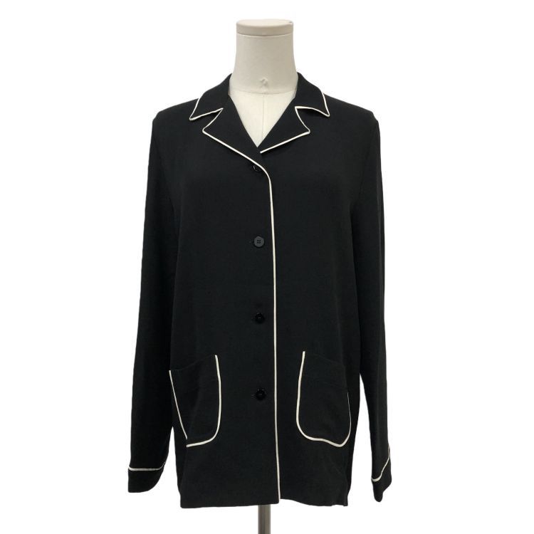 Valentino Valentino Black Silk Piping Button Up Shirt Size S Size S / US 4 / IT 40 - 1 Thumbnail