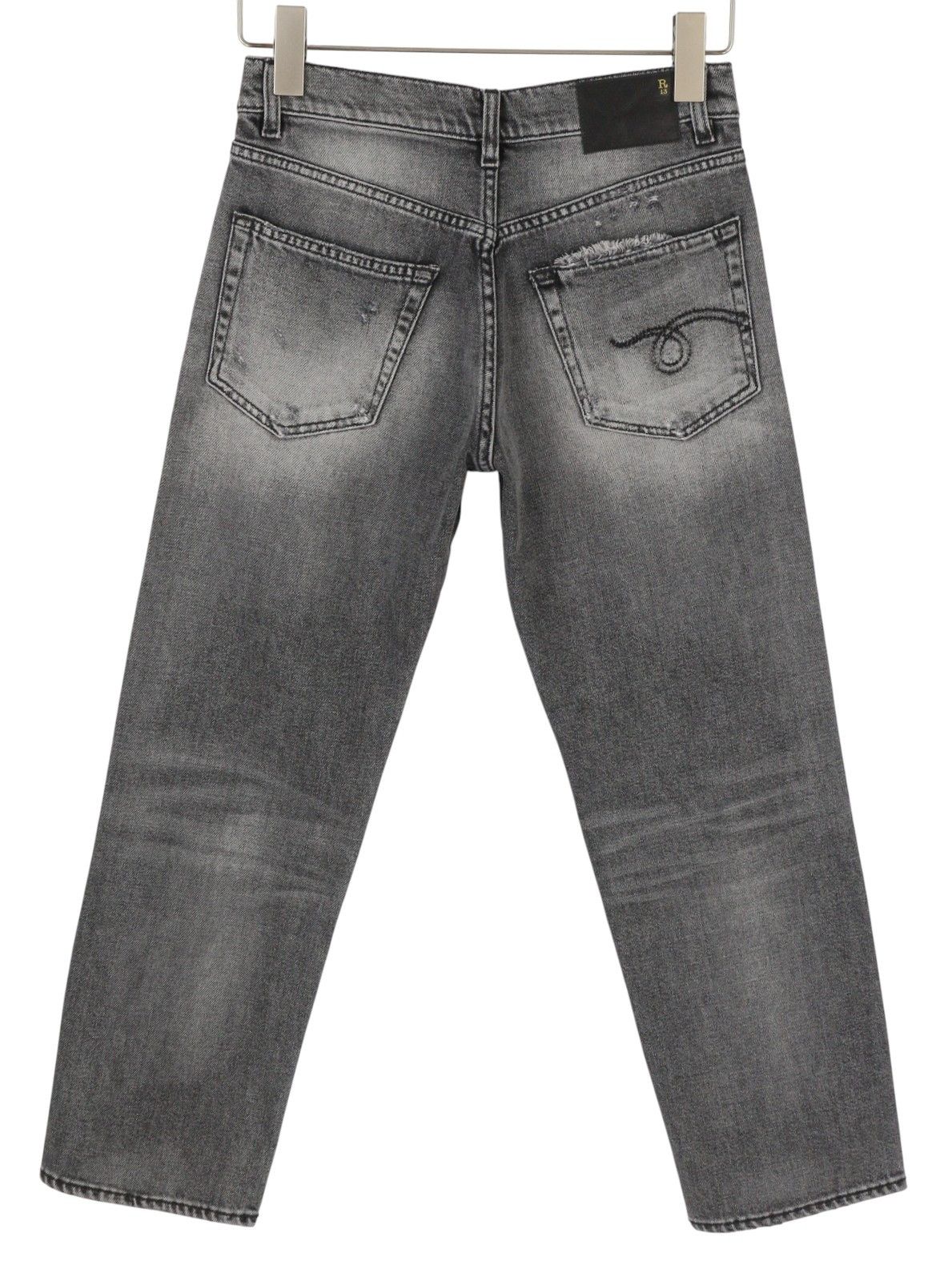 R13 BOYFRIEND 23 Vintage Grey Ripped 88188 Size 23" - 4 Thumbnail