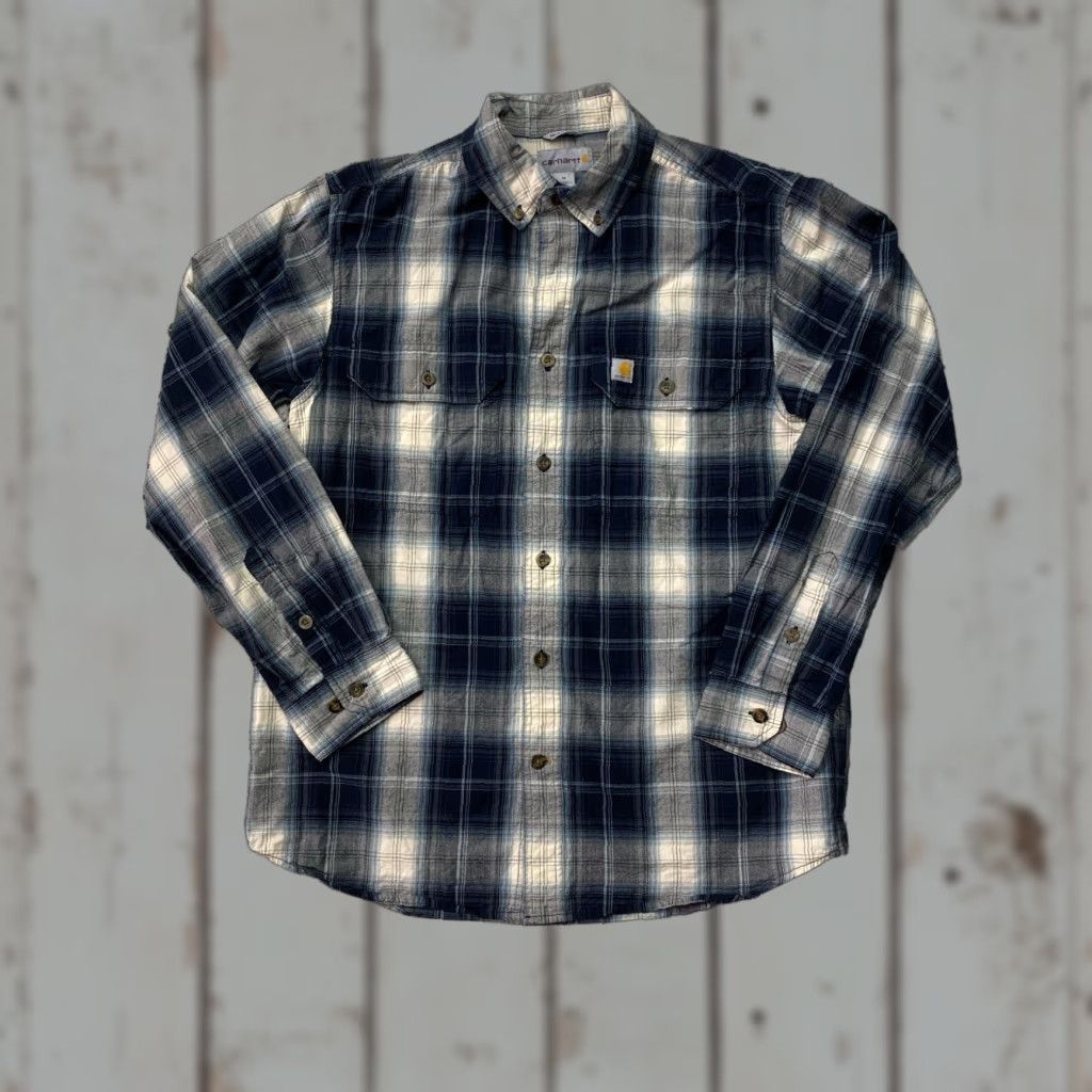 Carhartt Carhartt Mens Flannel Shirt Relaxed Fit Long Sleeve Blue White Check Plaid M Size US M / EU 48-50 / 2 - 1 Thumbnail