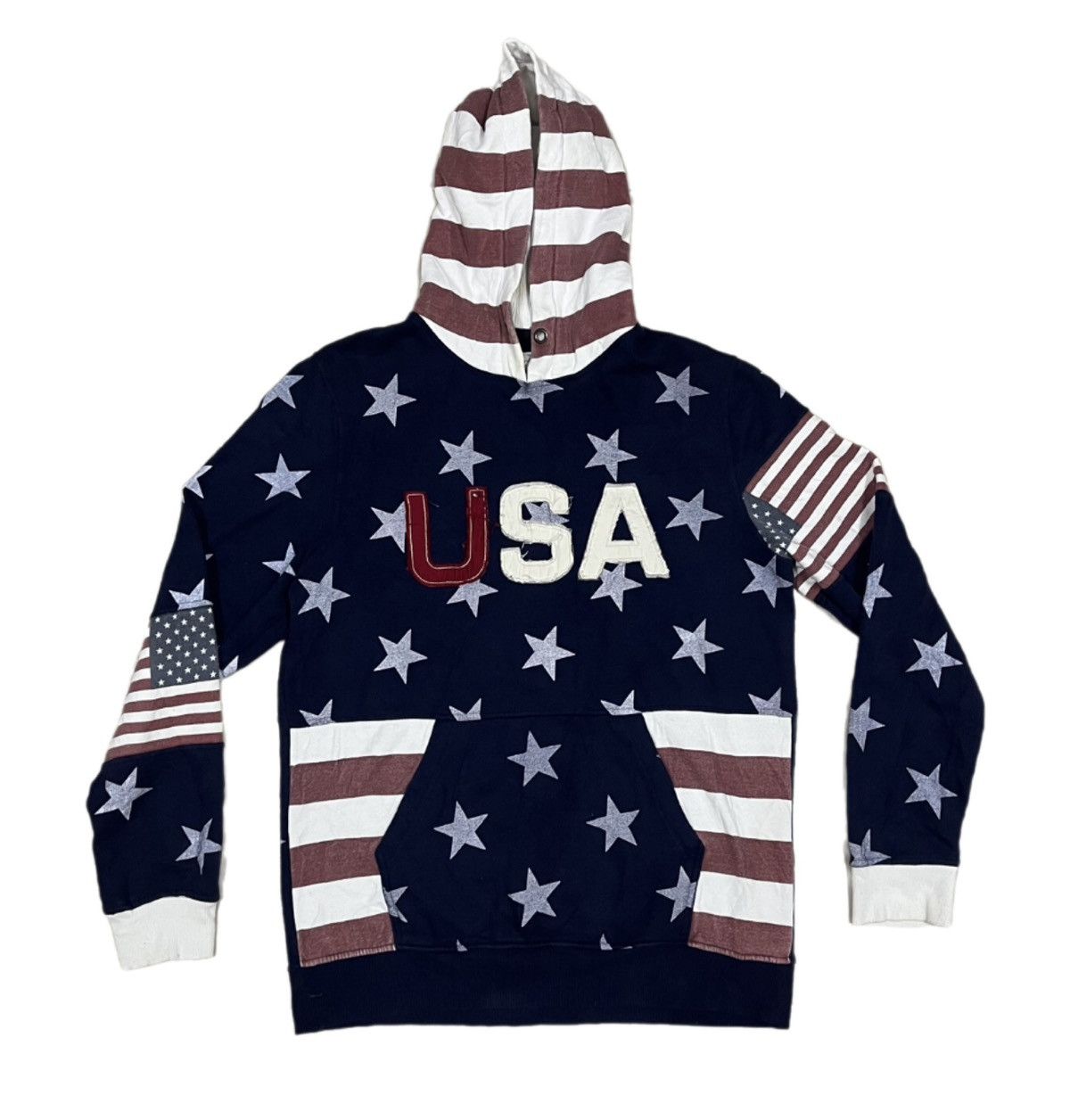 image of California-Citywear Rare Design America Flag Hoodie, Men's (Size XL)