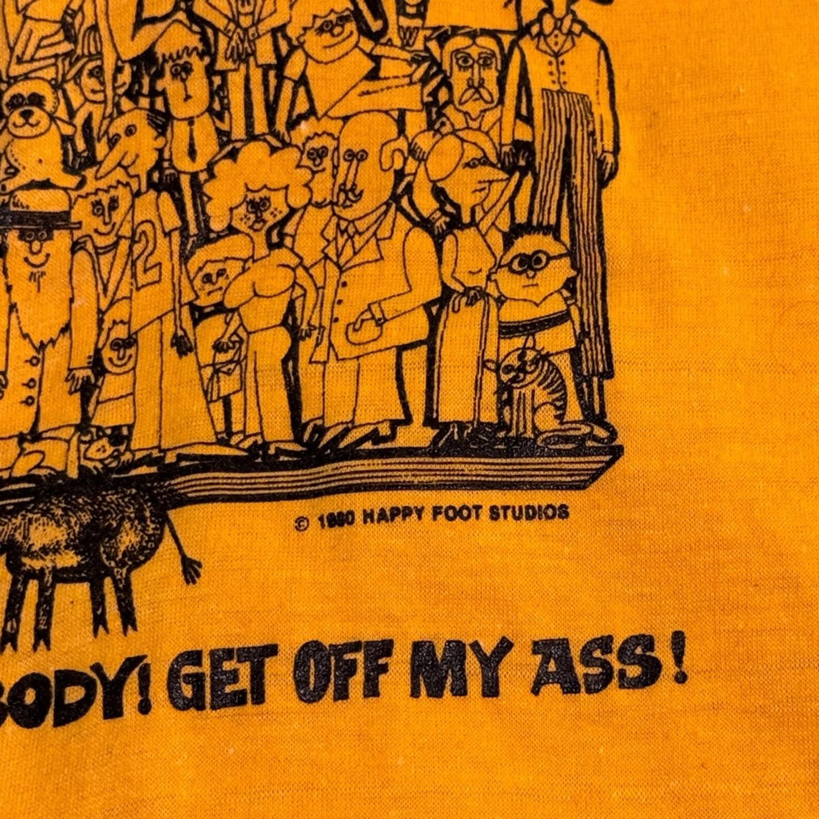 Vintage 1980 SCREEN STARS GET OFF MY A$$ T-SHIRT Size US M / EU 48-50 / 2 - 7 Thumbnail