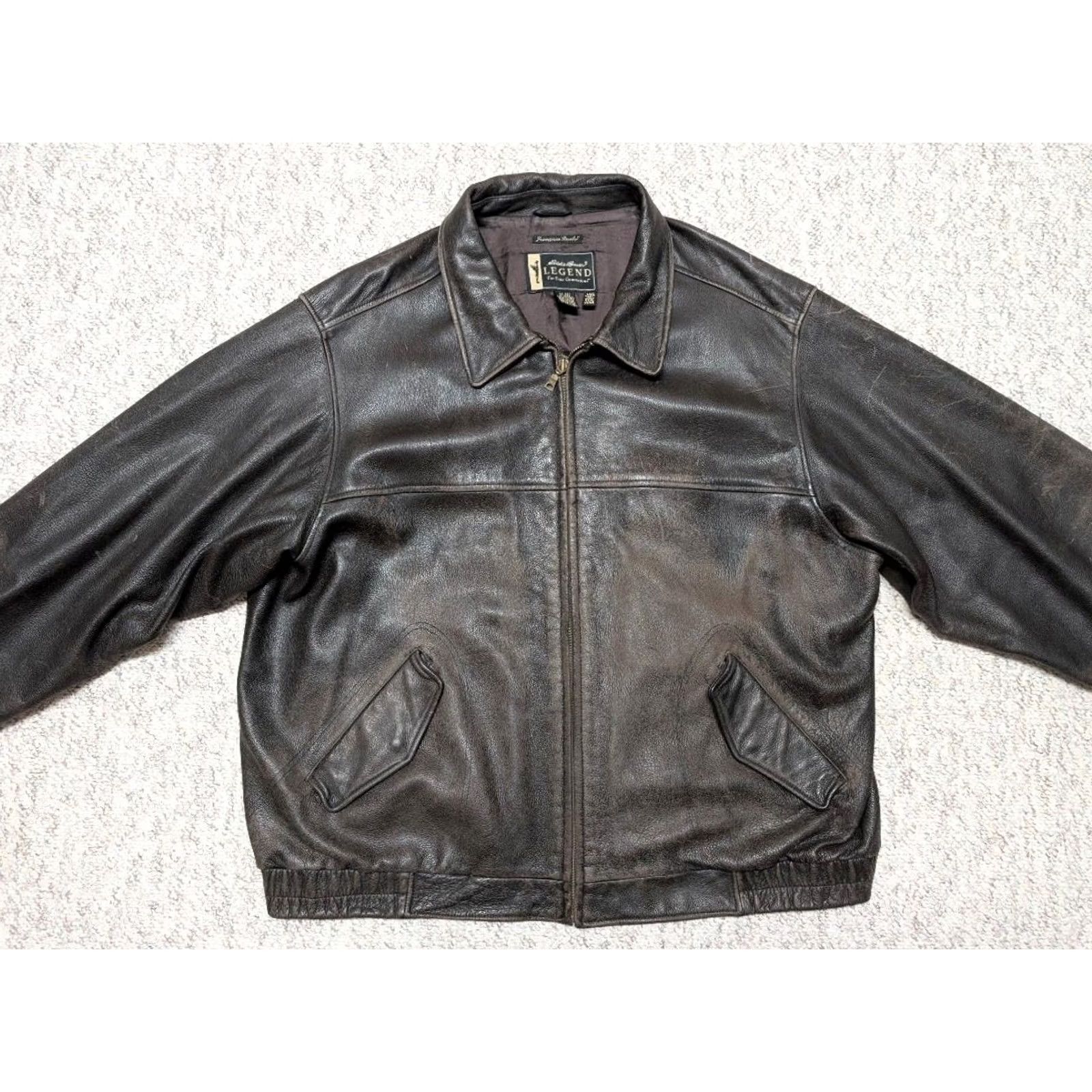 Eddie Bauer VINTAGE Eddie Bauer leather BOMBER jacket 3XLT Mens brown Patina Journeyman 56-58 3XL Tall Size US XXL / EU 58 / 5 - 7 Thumbnail
