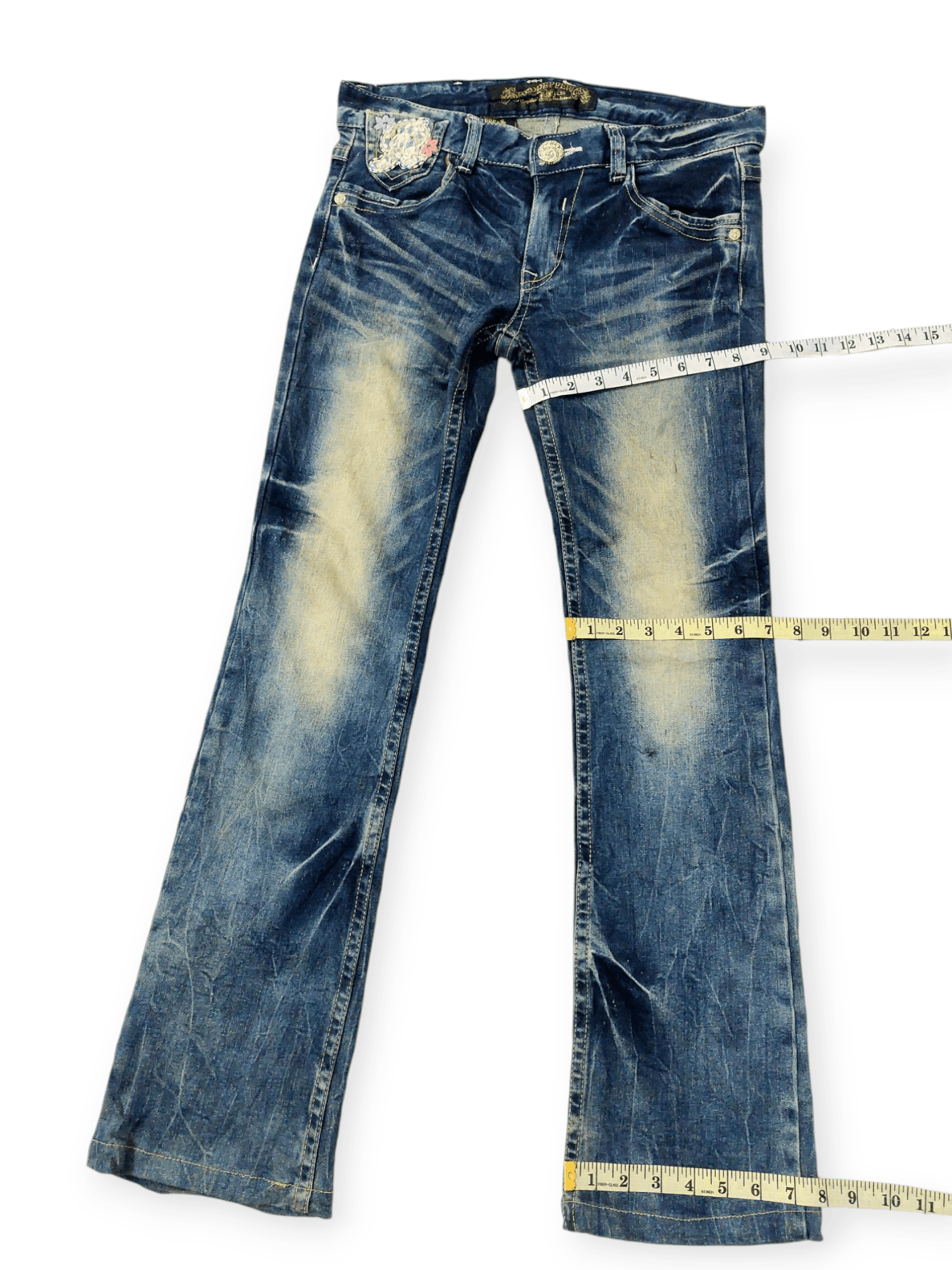 Designer 🔥Red Pepper Jeans Flare Embroidery Florish Skull Size 31" - 16 Thumbnail