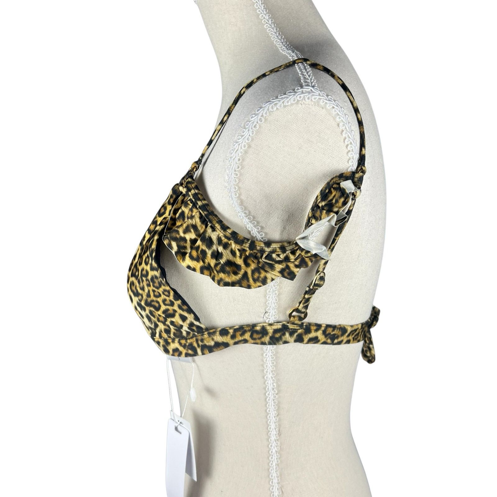 Other Solido Leopard Ruffle Triangle Bikini Top Y2K Swim NWT Small Size ONE SIZE - 2 Thumbnail