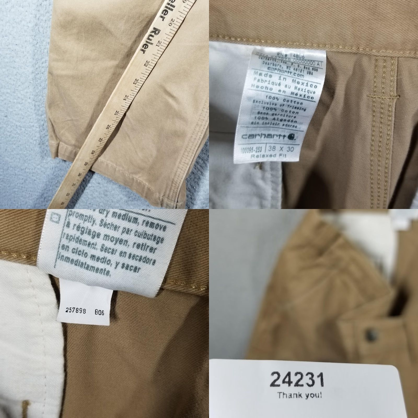 Carhartt VINTAGE Carhartt Mens Pants 38x30 Khaki Relaxed Fit Canvas Workwear Chino Trousers Size US 38 / EU 54 - 8 Thumbnail
