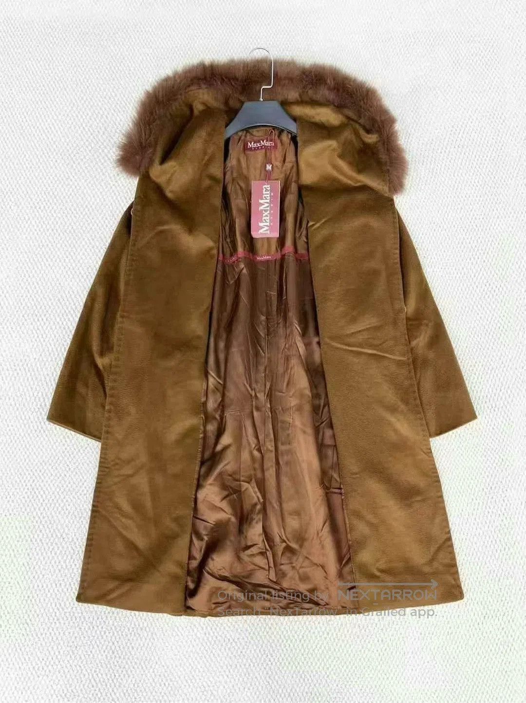 Celine maxmara deep khaki fur collar wrap coat. Size M / US 6-8 / IT 42-44 - 5 Thumbnail
