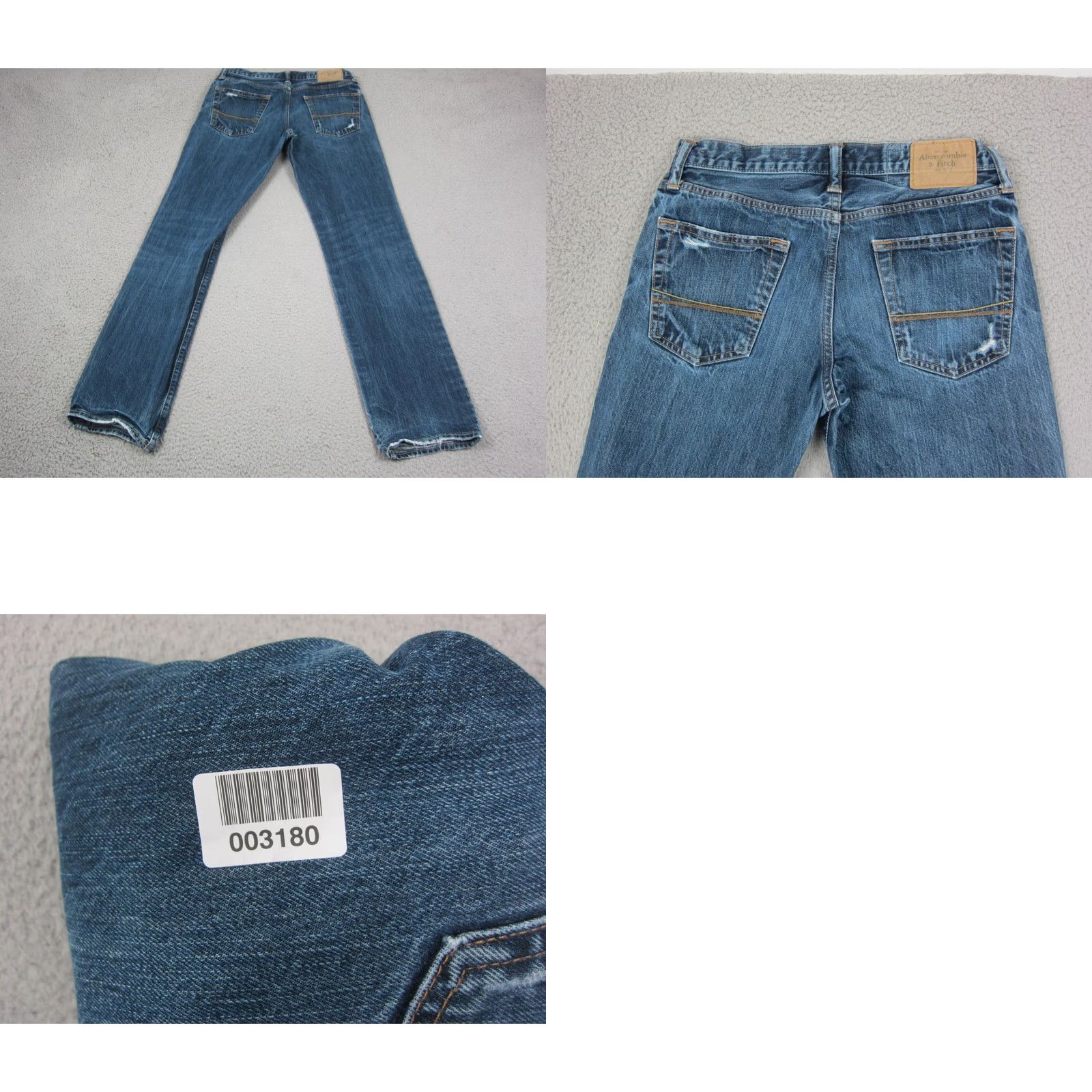 Abercrombie & Fitch Abercrombie Jeans Mens Slim Straight Blue Denim Button Fly 30x32 5-Pocket Distress Vintage No Size US 30 / EU 46 - 10 Thumbnail